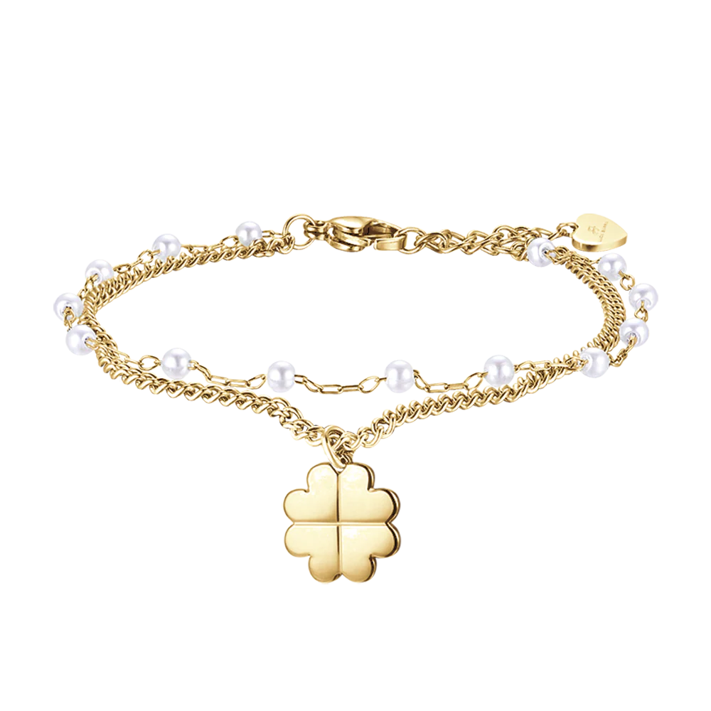 BRACCIALE DONNA IN ACCIAIO IP GOLD CON QUADRIFOGLIO - Image 5