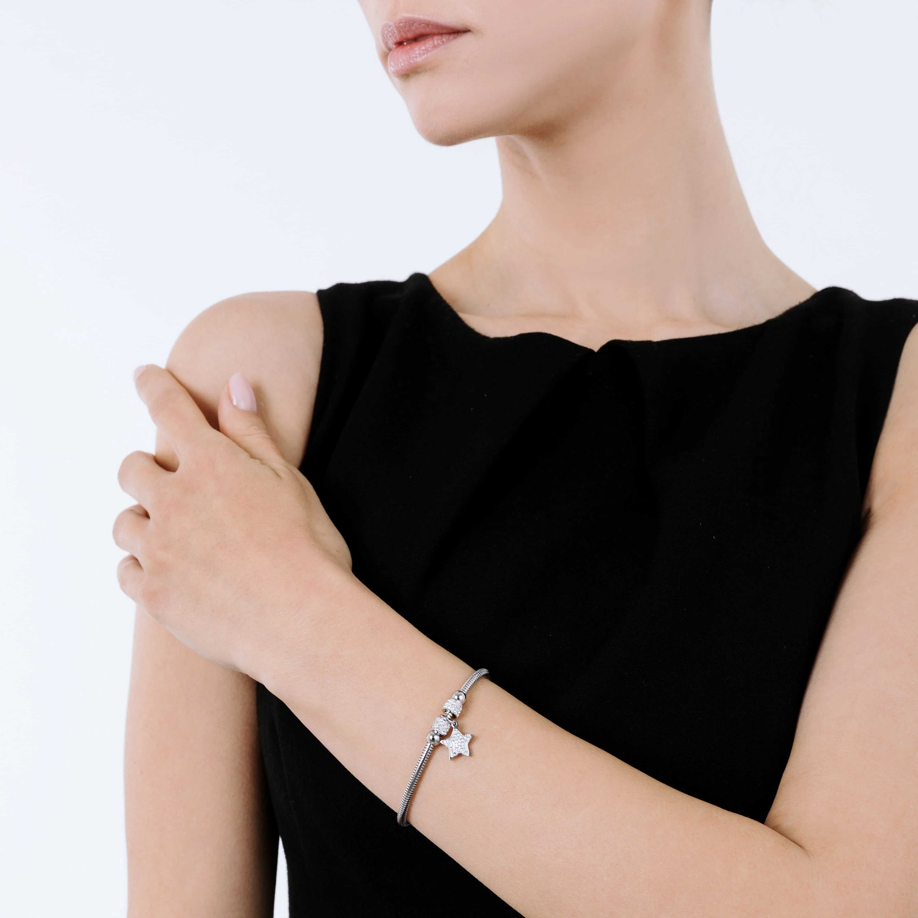 BRACCIALE DONNA IN ACCIAIO STELLA CON CRISTALLI BIANCHI - Image 3