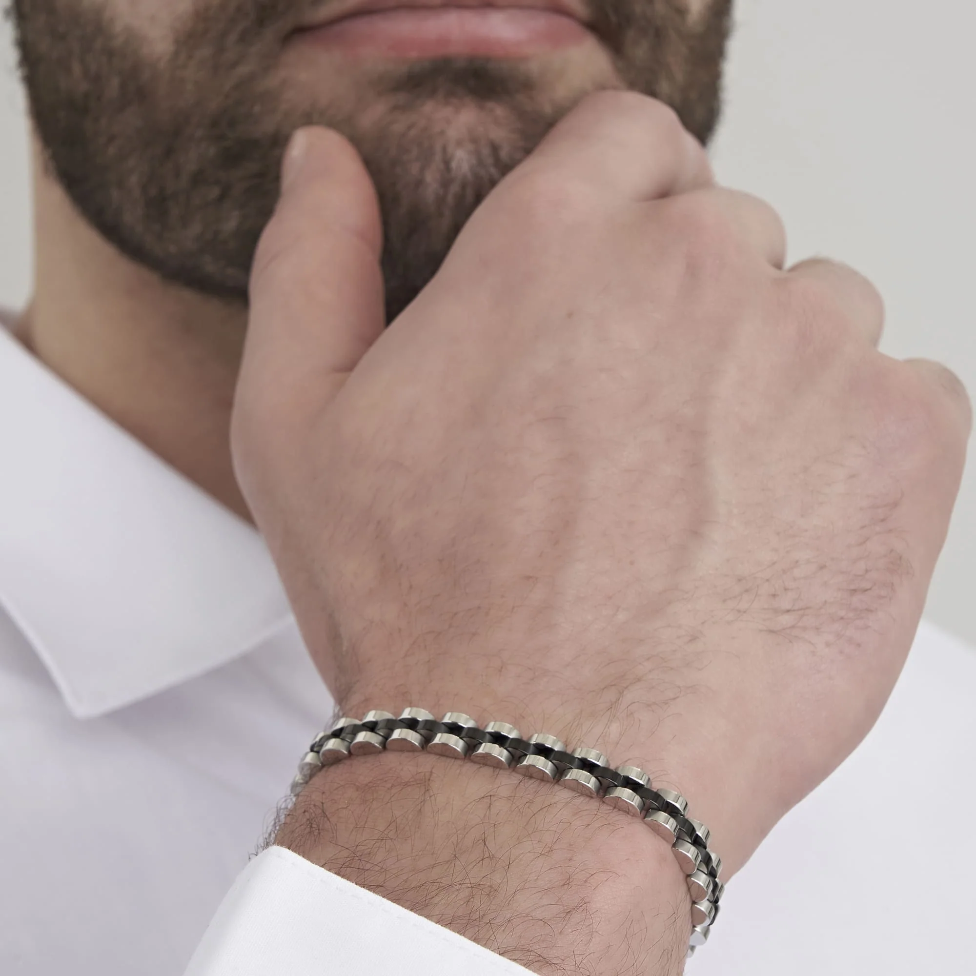 BRACCIALE UOMO IN ACCIAIO DETTAGLIO IP NERO - Image 3
