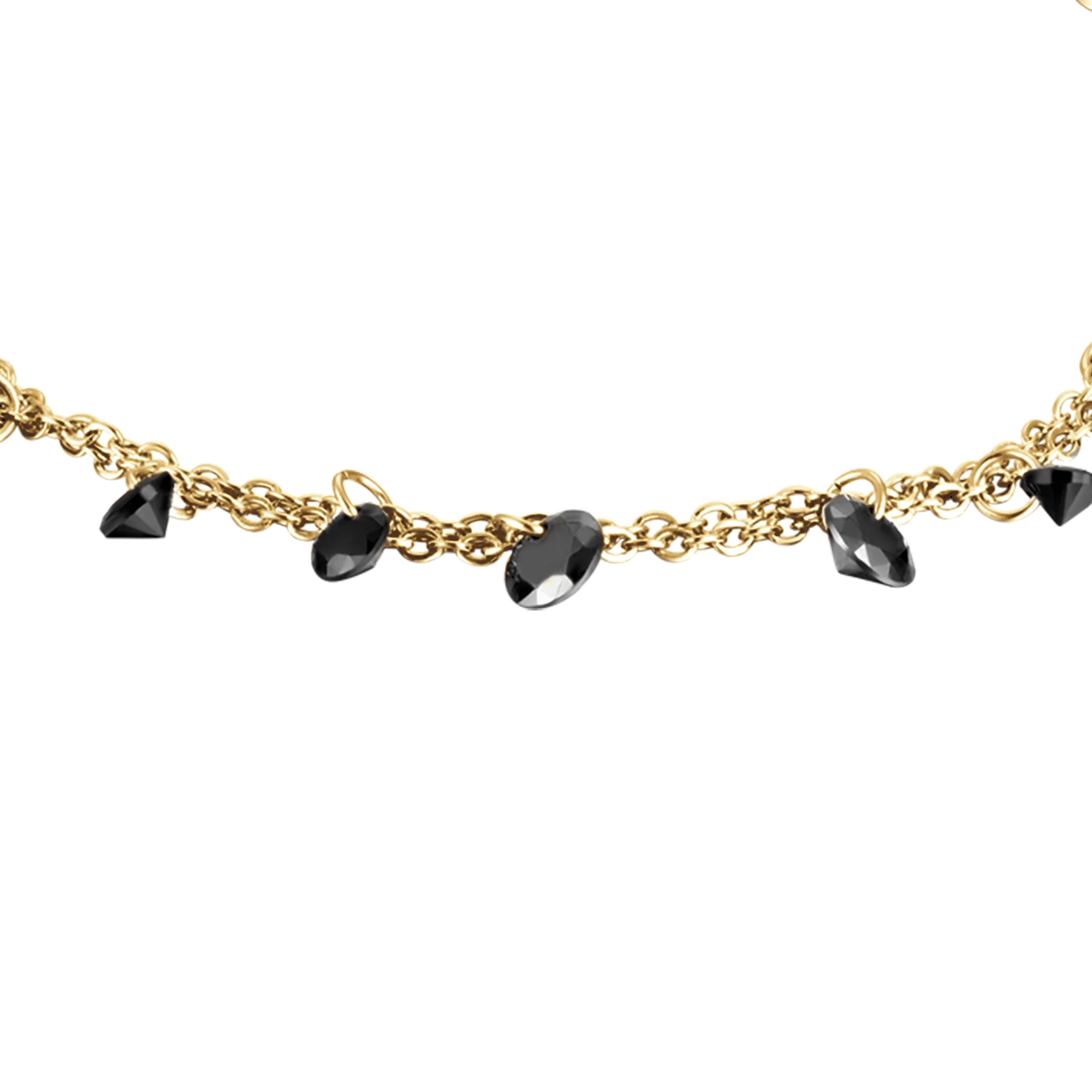 BRACCIALE DONNA IN ACCIAIO DORATO CON CRISTALLI NERI - Image 4