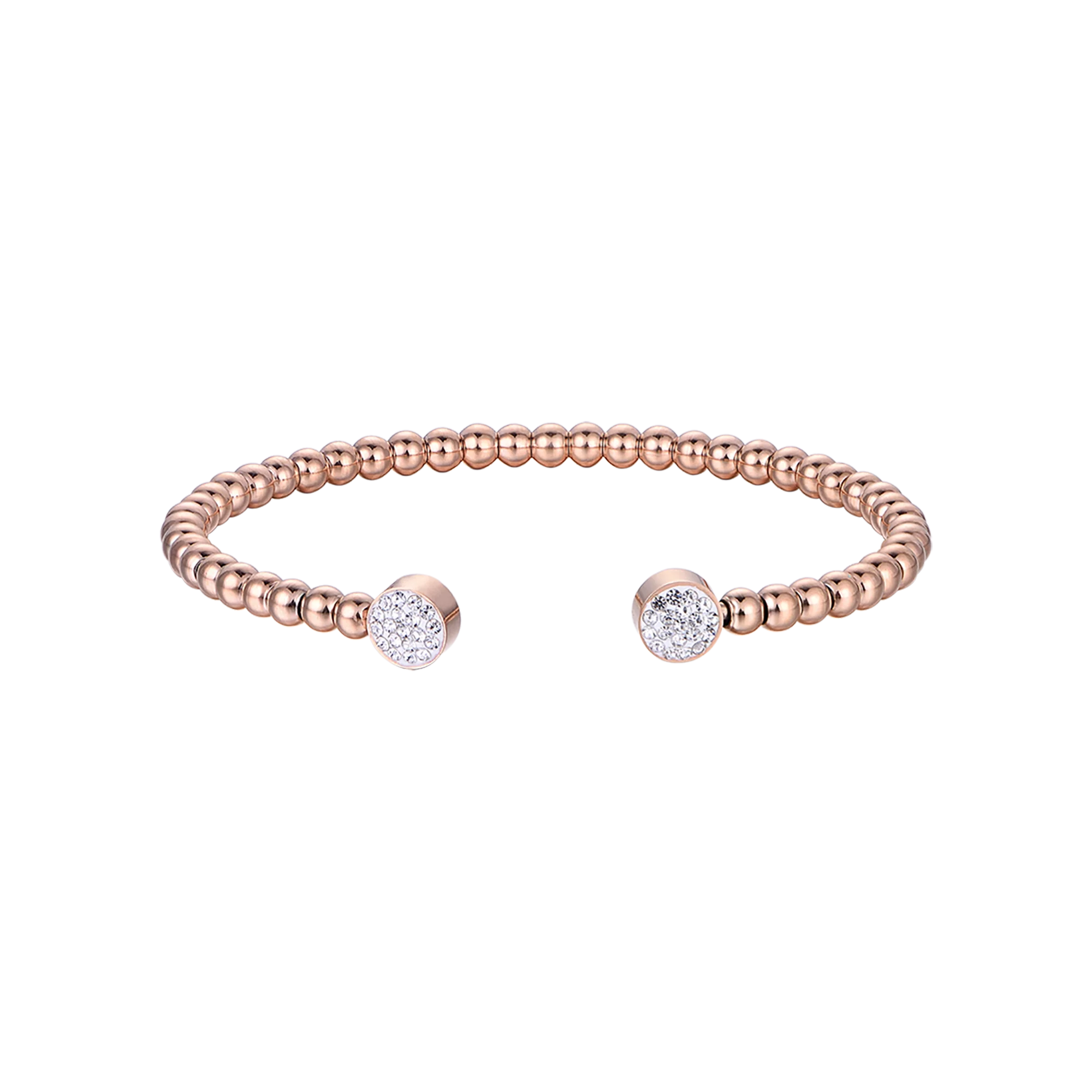 BRACCIALE IN ACCIAIO IP ROSE CON CRISTALLI BIANCHI