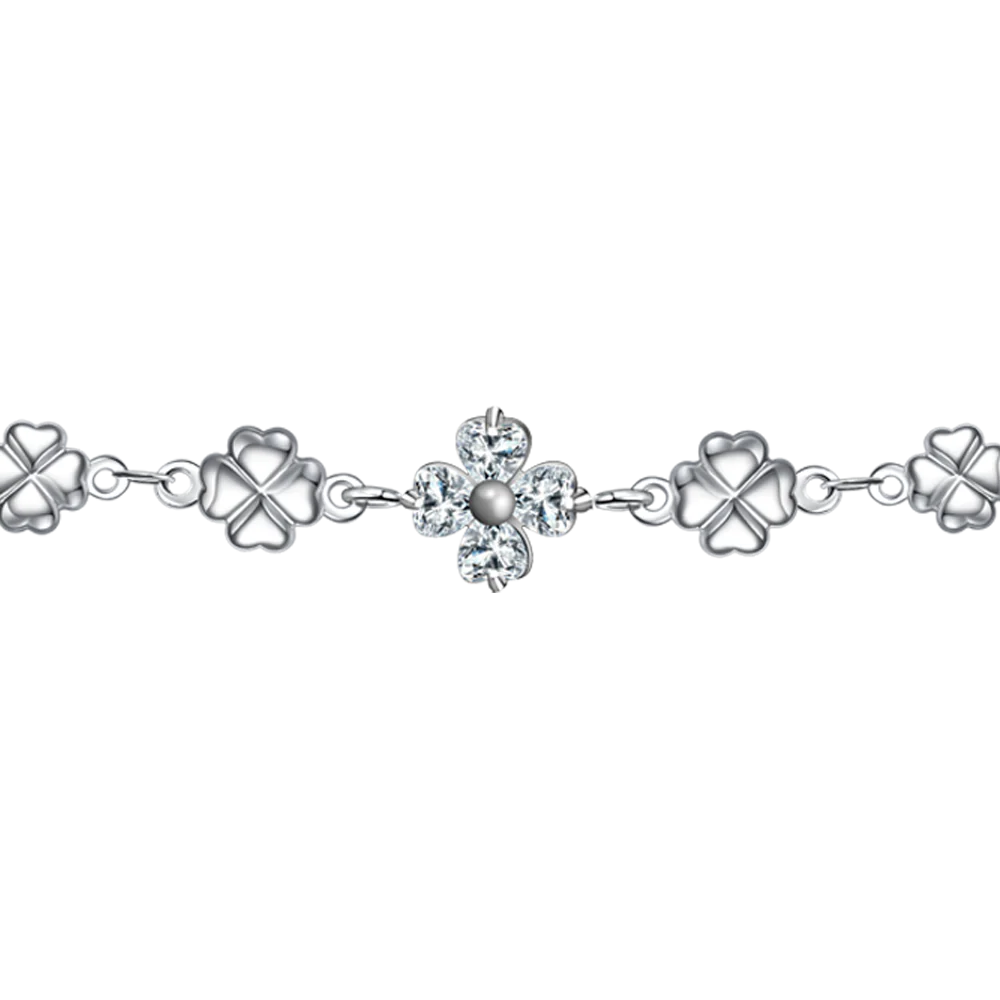 BRACCIALE IN ACCIAO CON QUADRIFOGLI E ZIRCONI BIANCHI - Image 4
