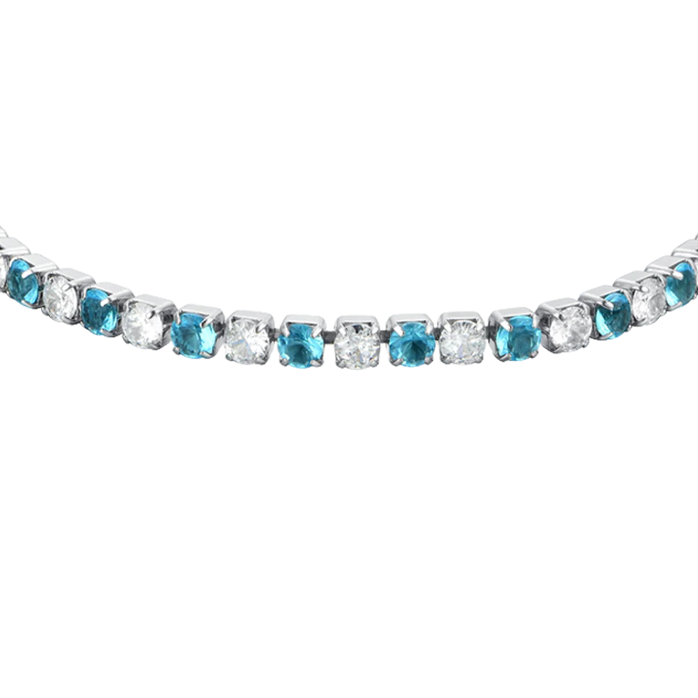 BRACCIALE TENNIS DONNA CRISTALLI AZZURRI E BIANCHI - Image 4