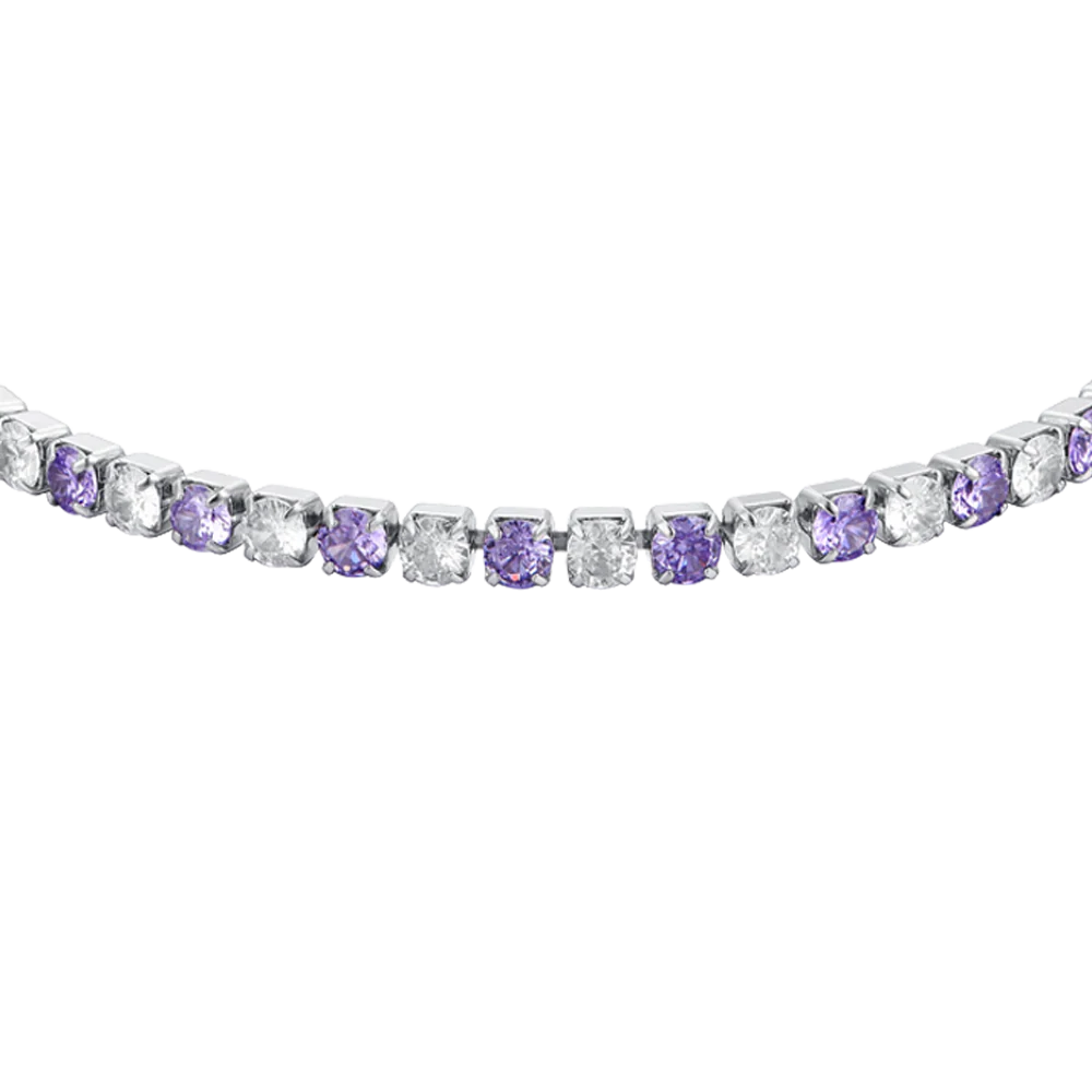 BRACCIALE TENNIS DONNA CRISTALLI VIOLA E BIANCHI - Image 4