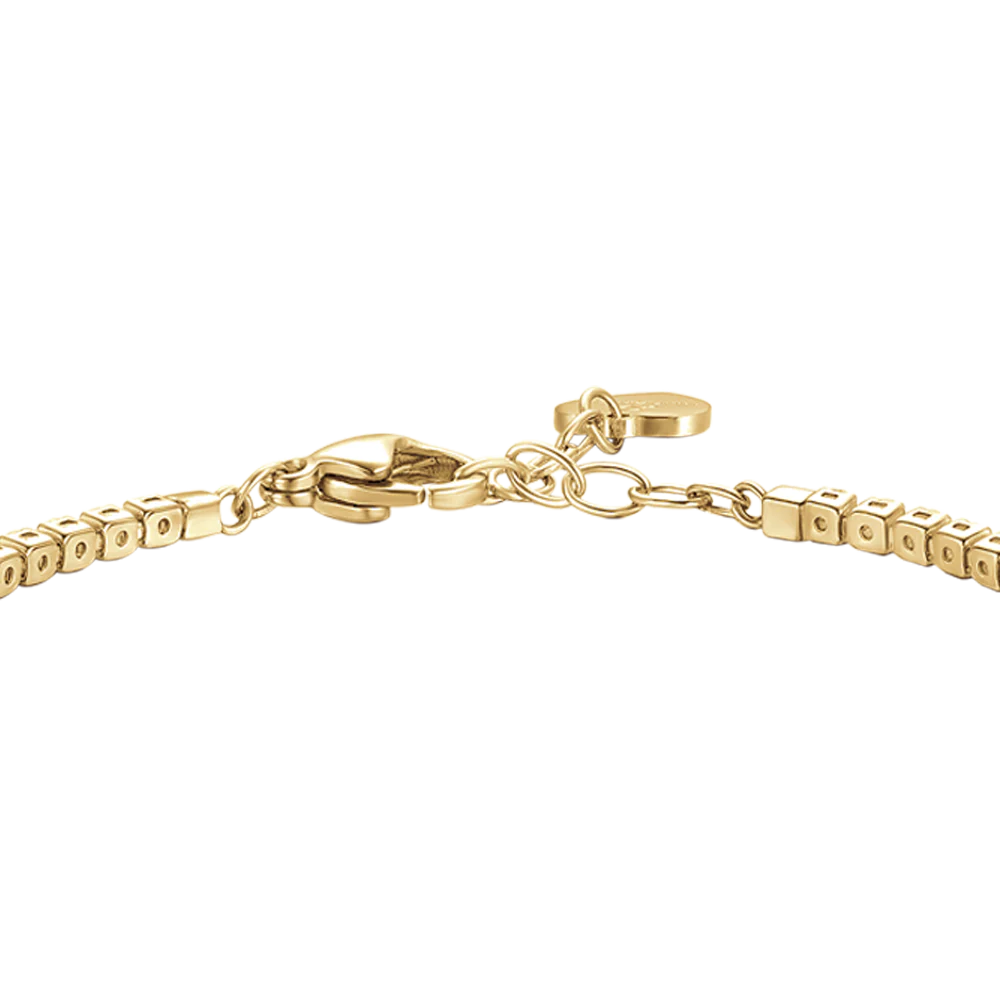 BRACCIALE TENNIS DONNA IN ACCIAIO COLORE ORO CON ZIRCONI NERI - Image 5
