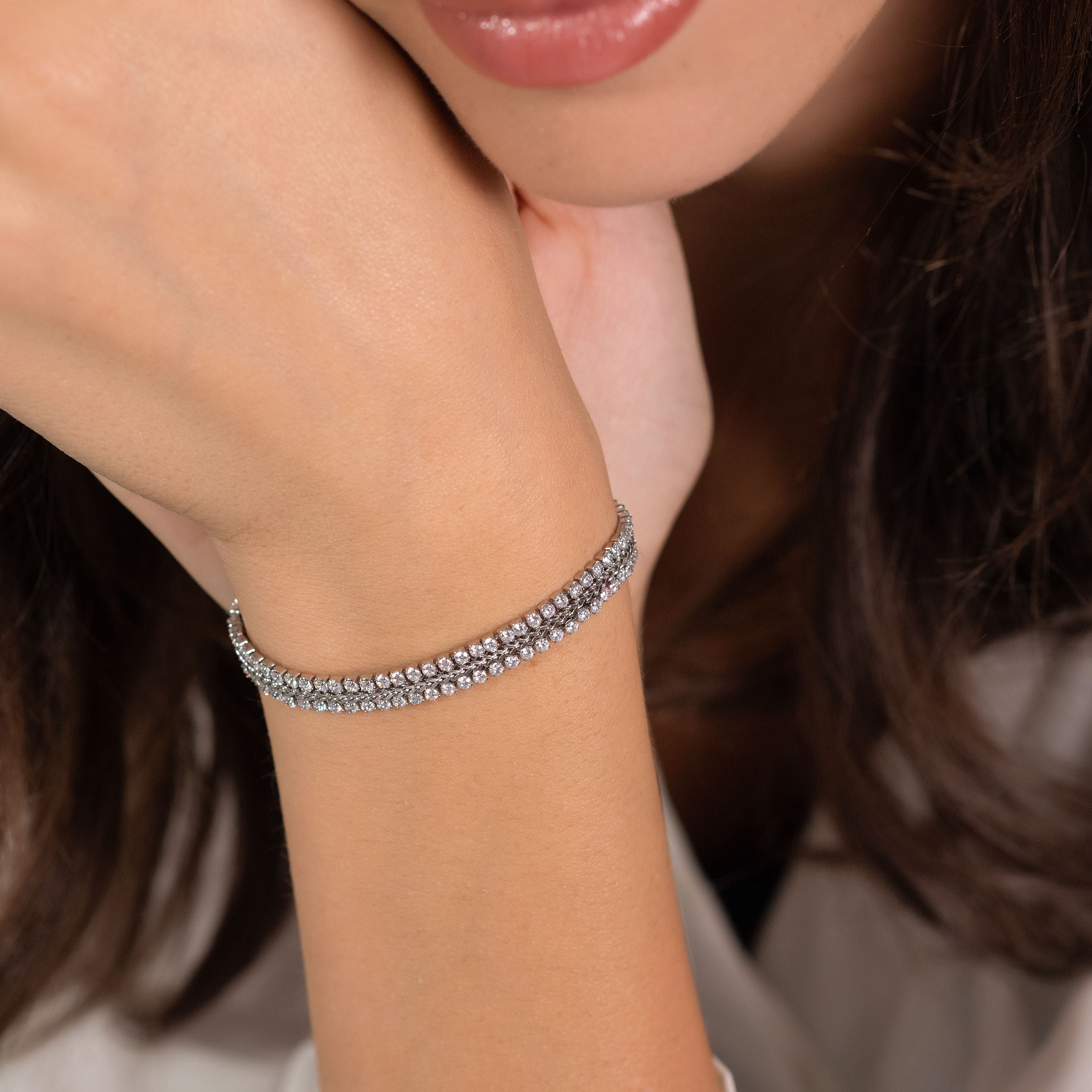 BRACCIALE TENNIS DONNA IN ACCIAIO CON CRISTALLI BIANCHI - Image 2