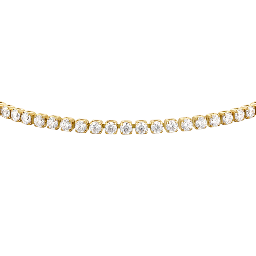 BRACCIALE TENNIS DONNA IN ACCIAIO CON ZIRCONI BIANCHI COLORE ORO - Image 4