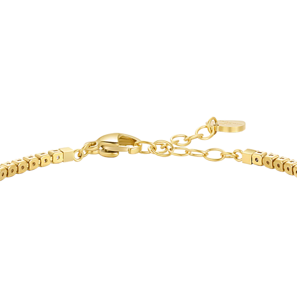 BRACCIALE TENNIS DONNA IN ACCIAIO CON ZIRCONI BIANCHI COLORE ORO - Image 5
