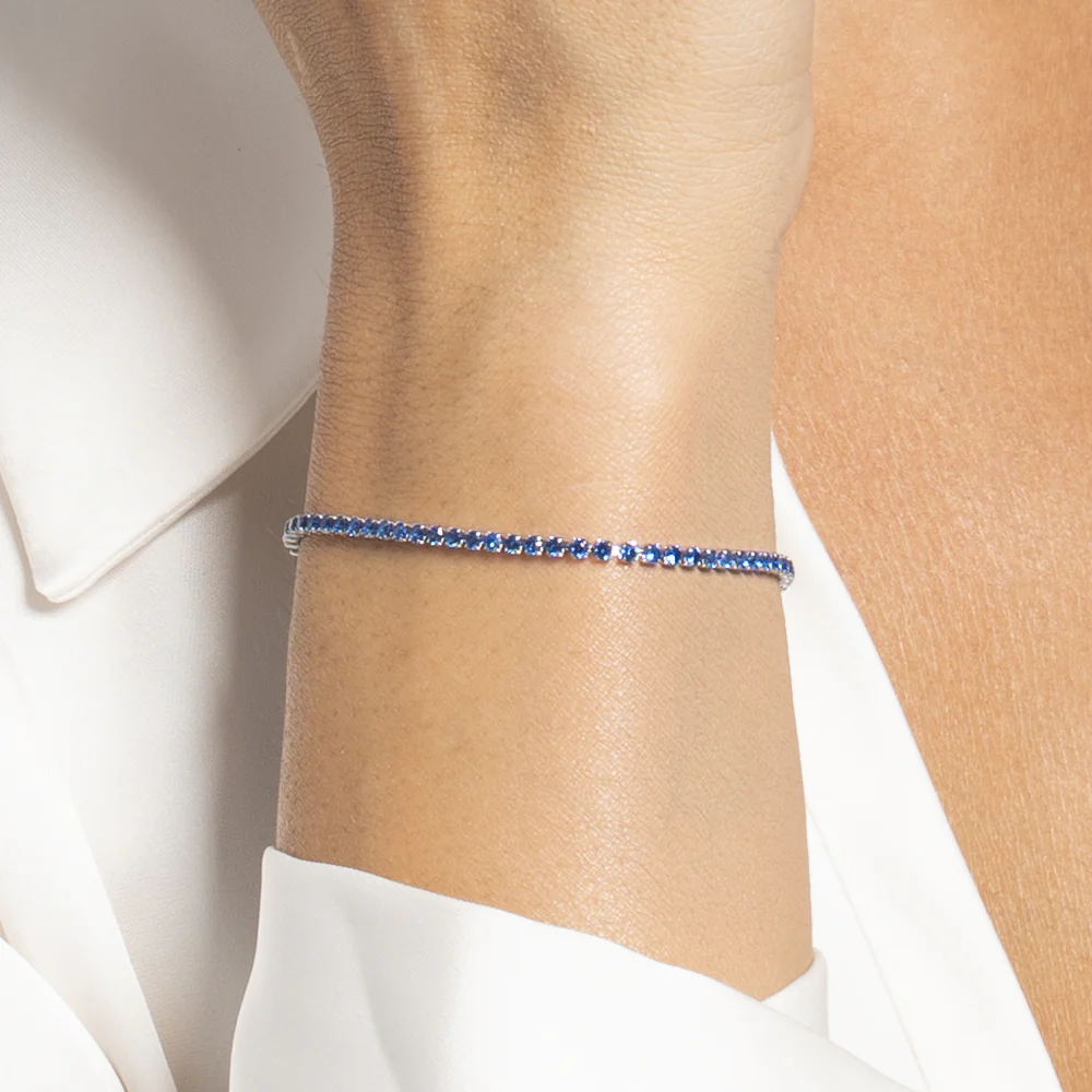 BRACCIALE TENNIS DONNA IN ACCIAIO CON ZIRCONI BLU - Image 2