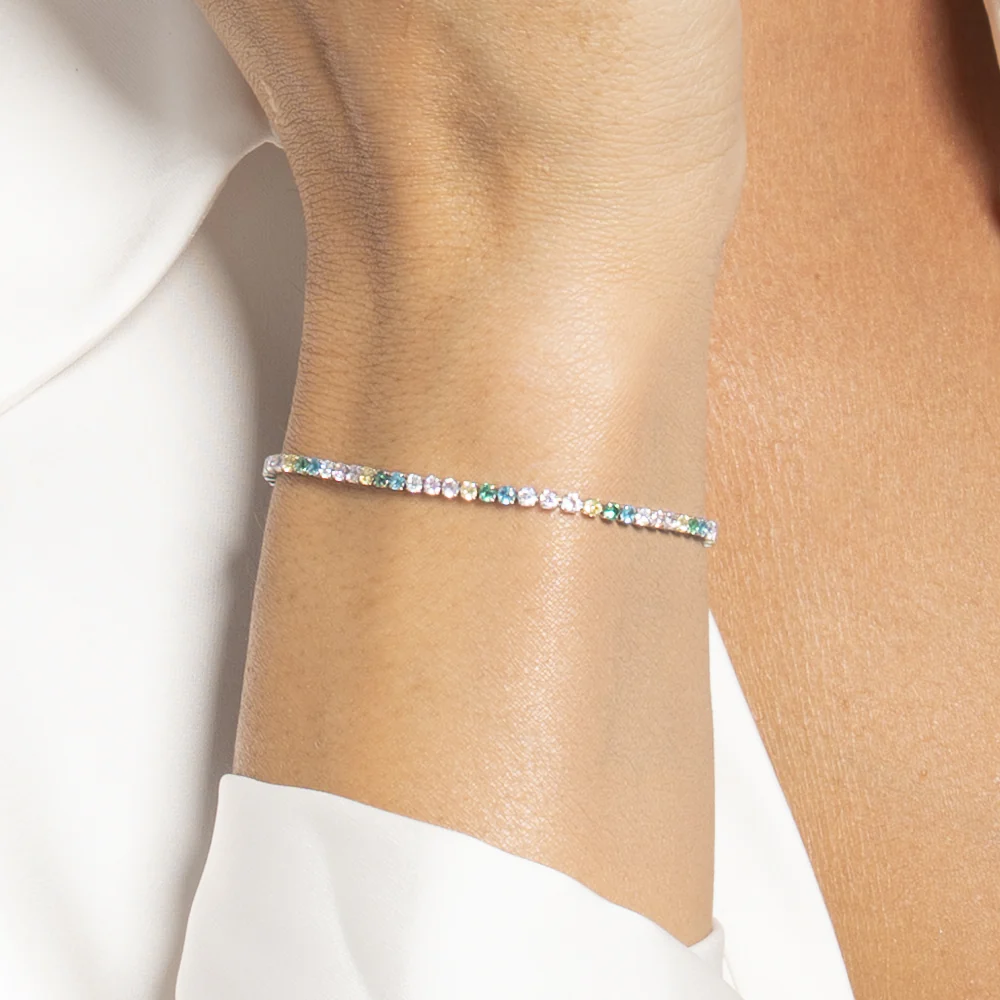 BRACCIALE TENNIS DONNA IN ACCIAIO CON ZIRCONI MULTICOLOR - Image 2