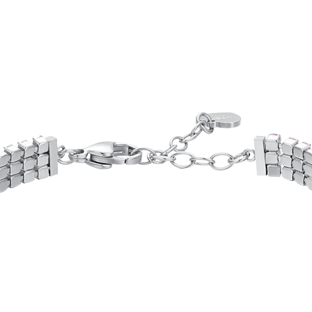 BRACCIALE TENNIS DONNA IN ACCIAIO CON ZIRCONI ROSA - Image 5