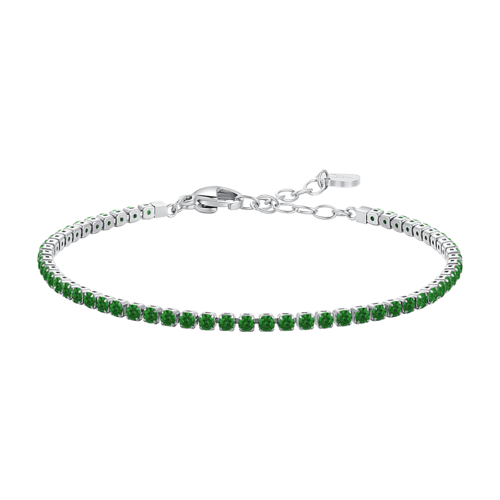 BRACCIALE TENNIS DONNA IN ACCIAIO CON ZIRCONI VERDI