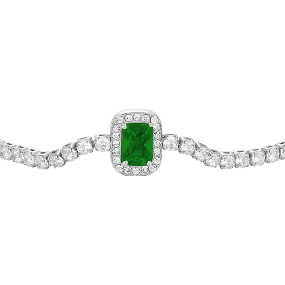 BRACCIALE TENNIS DONNA IN ACCIAIO CRISTALLI E ZIRCONE VERDE - Image 4
