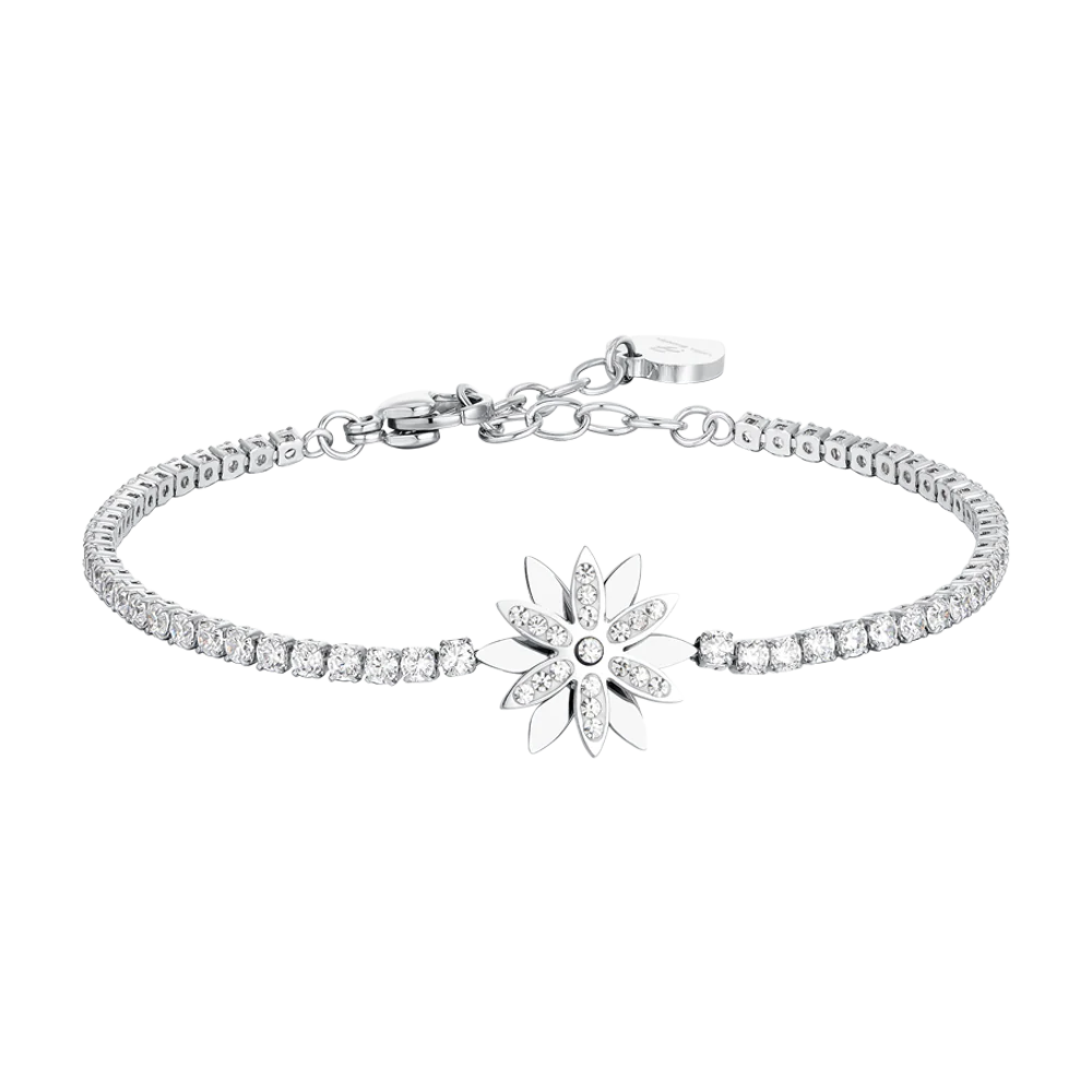 BRACCIALE TENNIS DONNA IN ACCIAIO FIORE GIREVOLE
