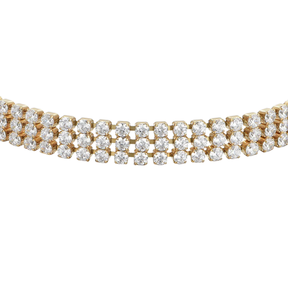 BRACCIALE TENNIS DONNA IN ACCIAIO IP GOLD CON ZIRCONI BIANCHI - Image 4