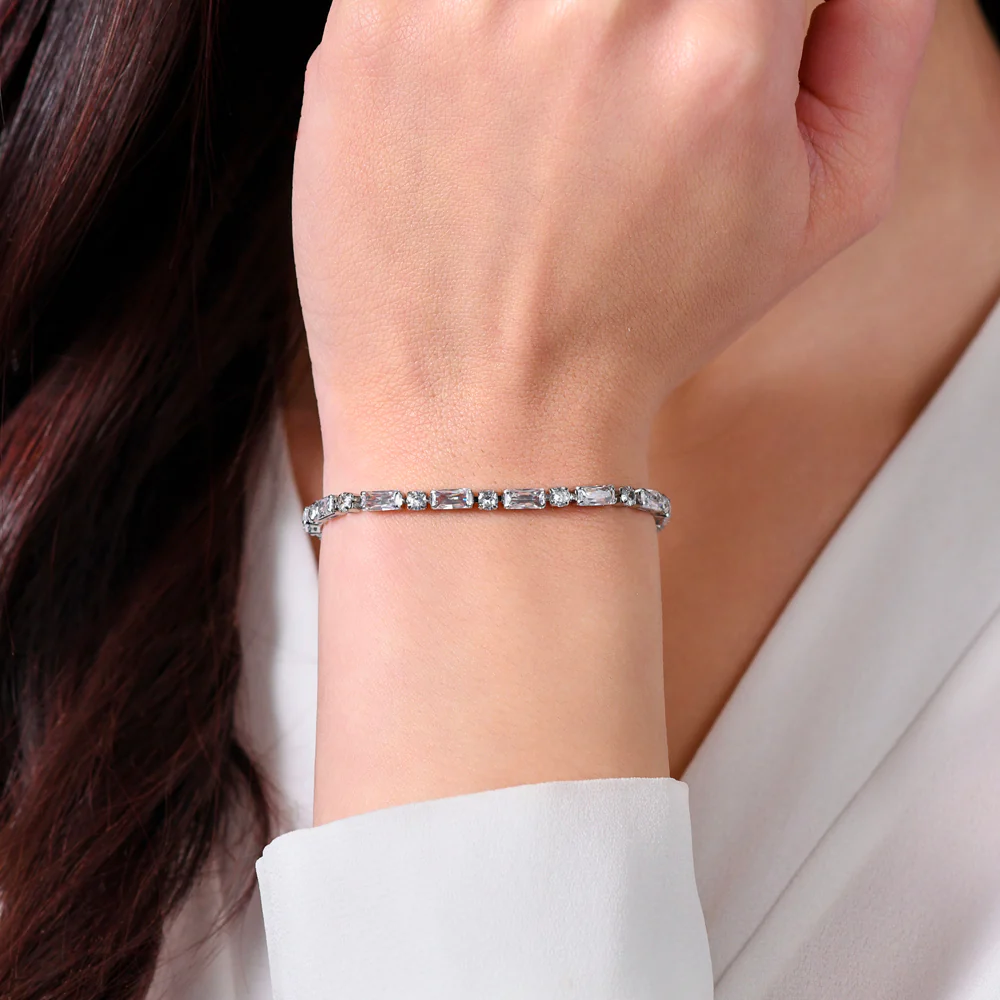 BRACCIALE TENNIS DONNA IN ACCIAIO ZIRCONI BIANCHI - Image 2