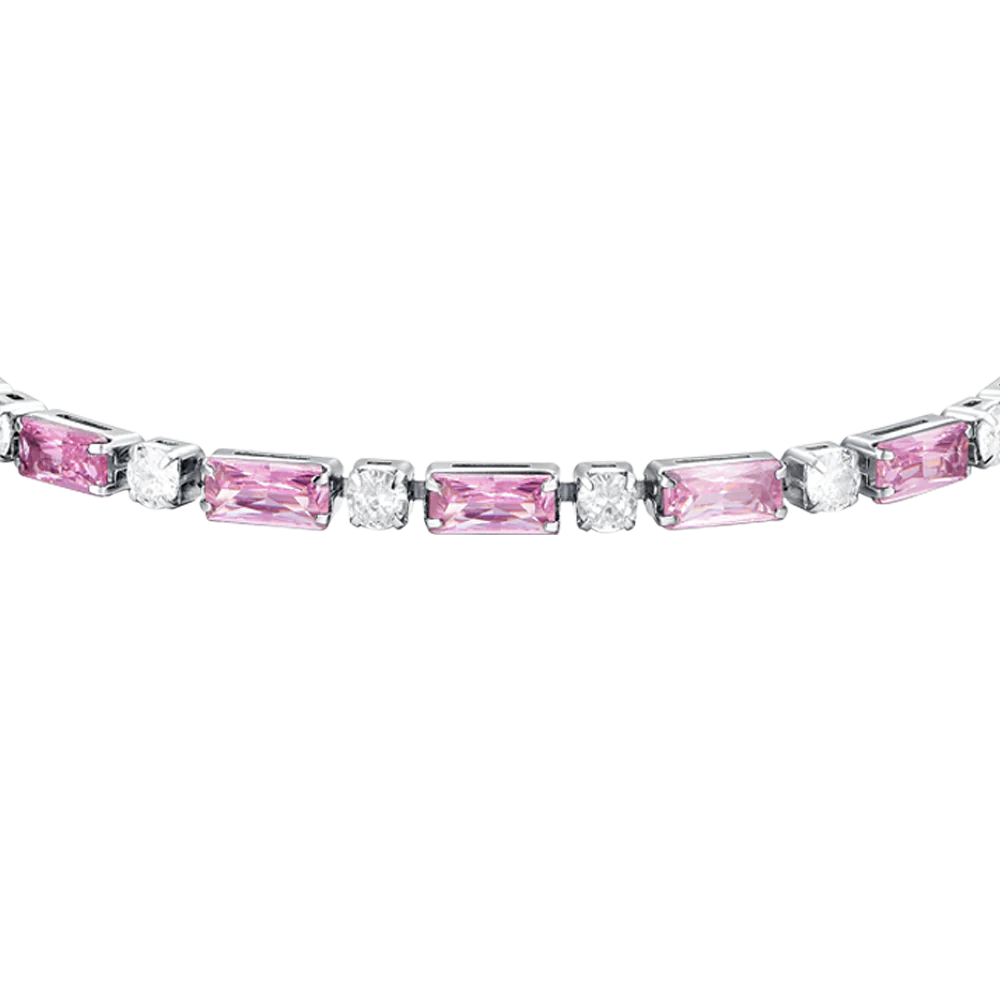BRACCIALE TENNIS DONNA IN ACCIAIO ZIRCONI ROSA - Image 4
