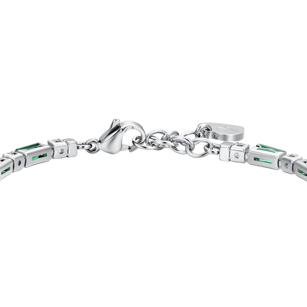 BRACCIALE TENNIS DONNA IN ACCIAIO ZIRCONI VERDI - Image 5