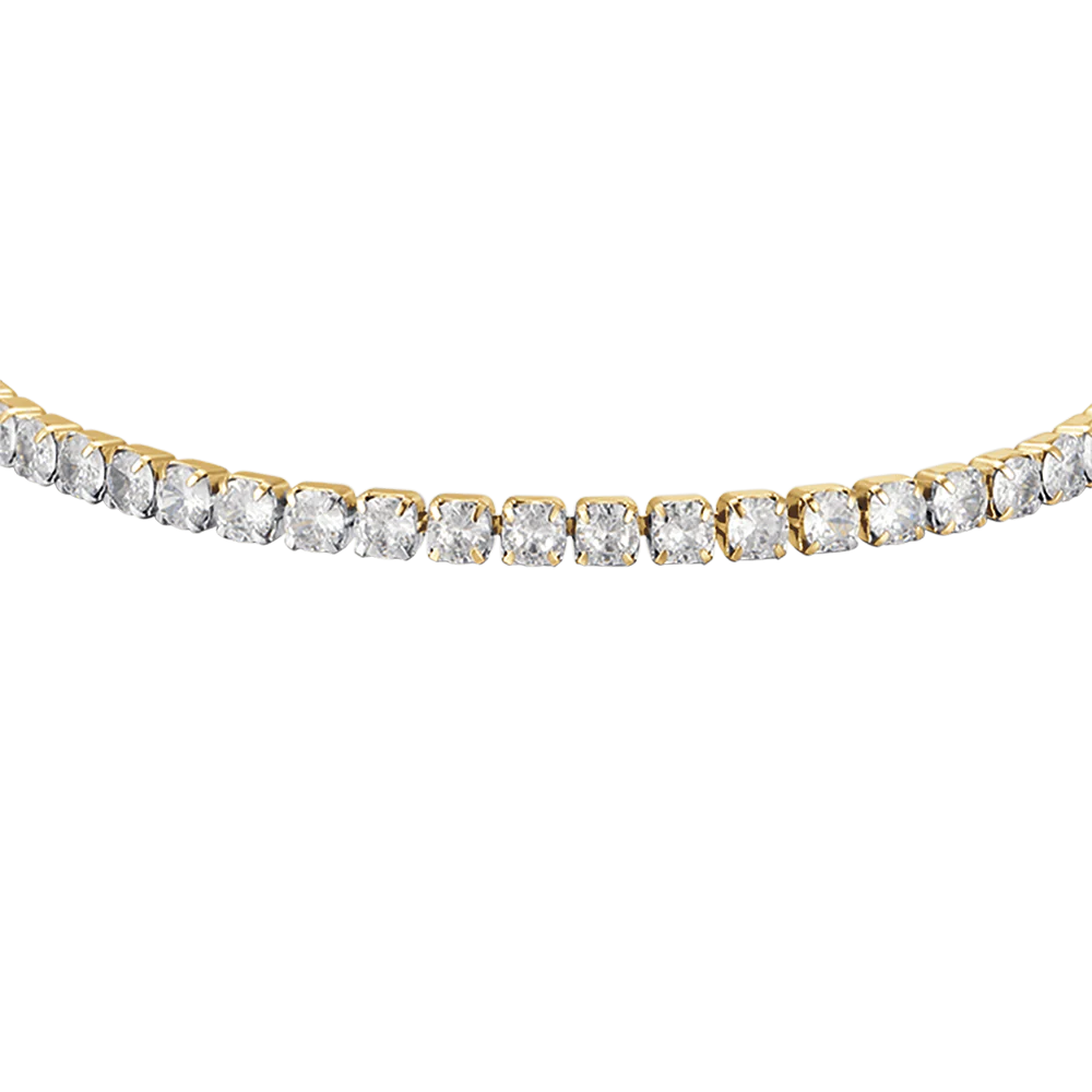 BRACCIALE TENNIS DONNA IN ACCIAIO IP GOLD CON CRISTALLI BIANCHI - Image 4