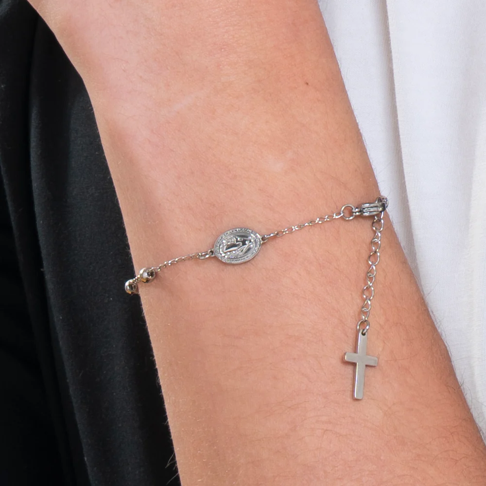 BRACCIALE UOMO ROSARIO IN ACCIAIO - Image 2