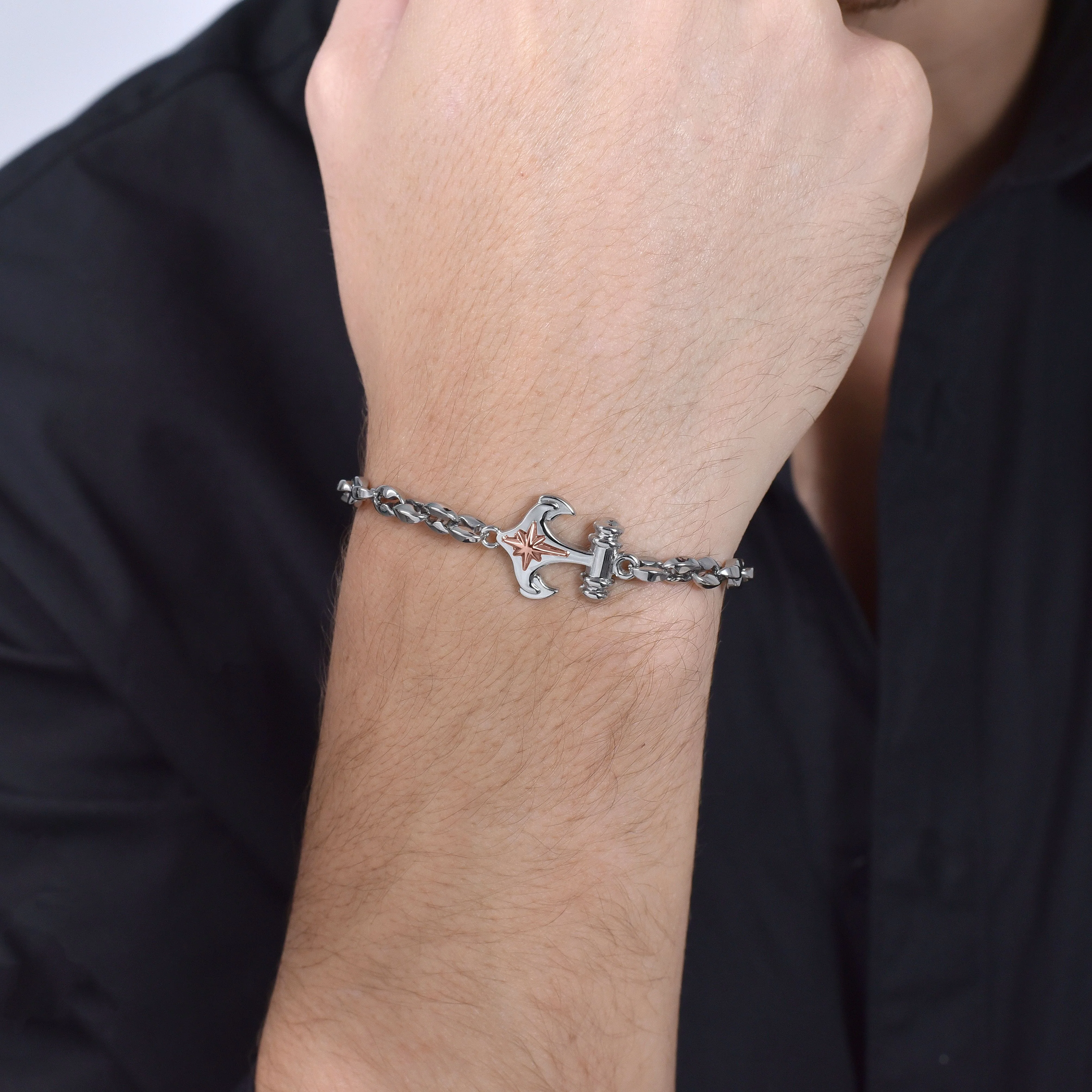 BRACCIALE UOMO  IN ACCIAIO ANCORA E ROSA DEI VENTI - Image 2