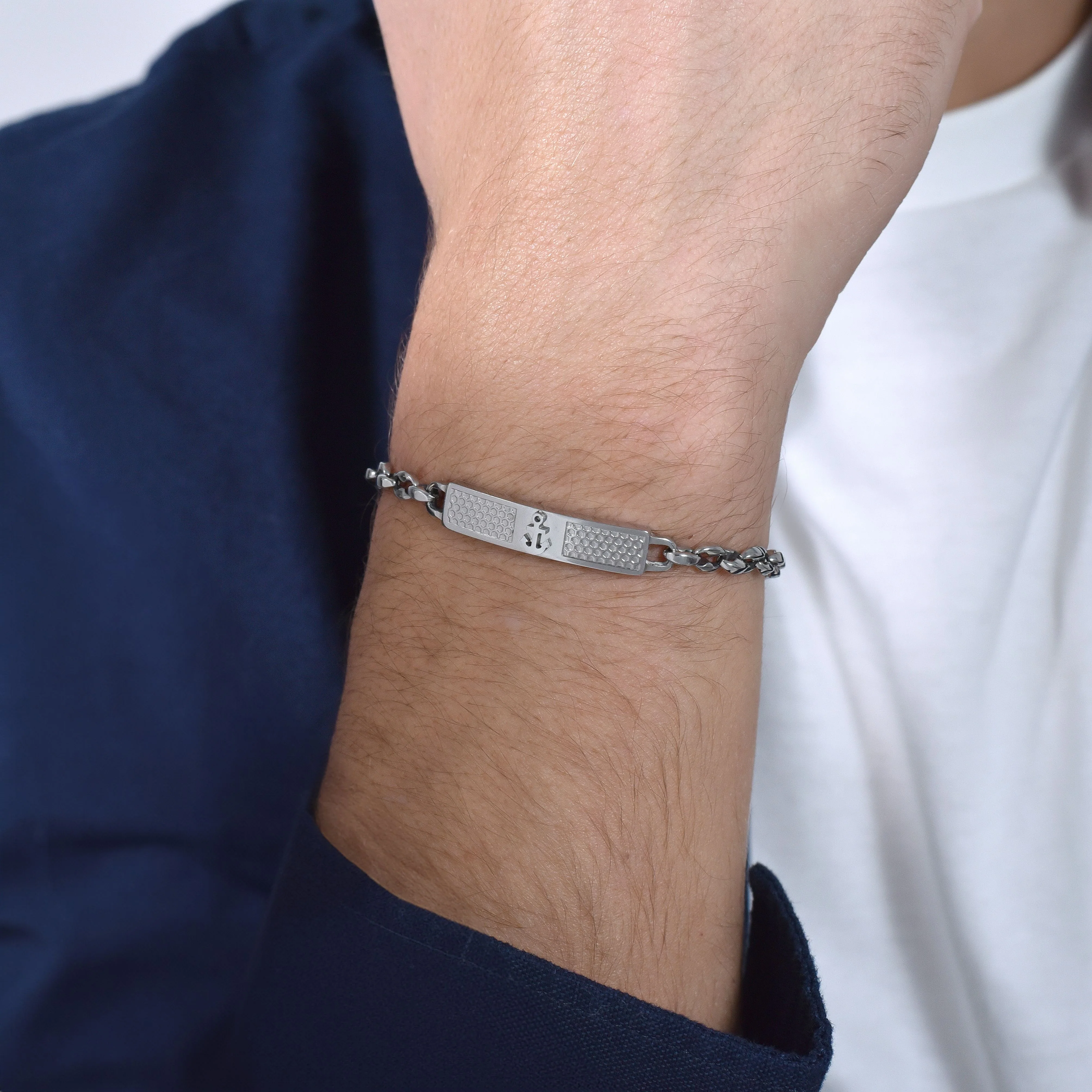 BRACCIALE UOMO IN ACCIAIO CON ANCORA IP ROSE - Image 2