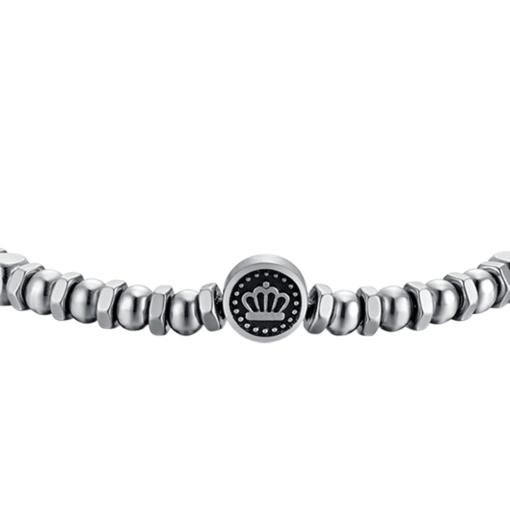 BRACCIALE UOMO IN ACCIAIO CON CORONA E SMALTO NERO - Image 4