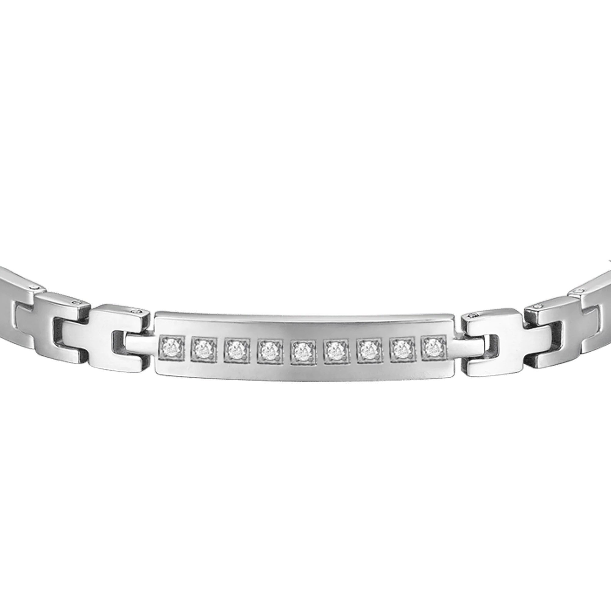 BRACCIALE UOMO IN ACCIAIO CON CRISTALLI BIANCHI - Image 5