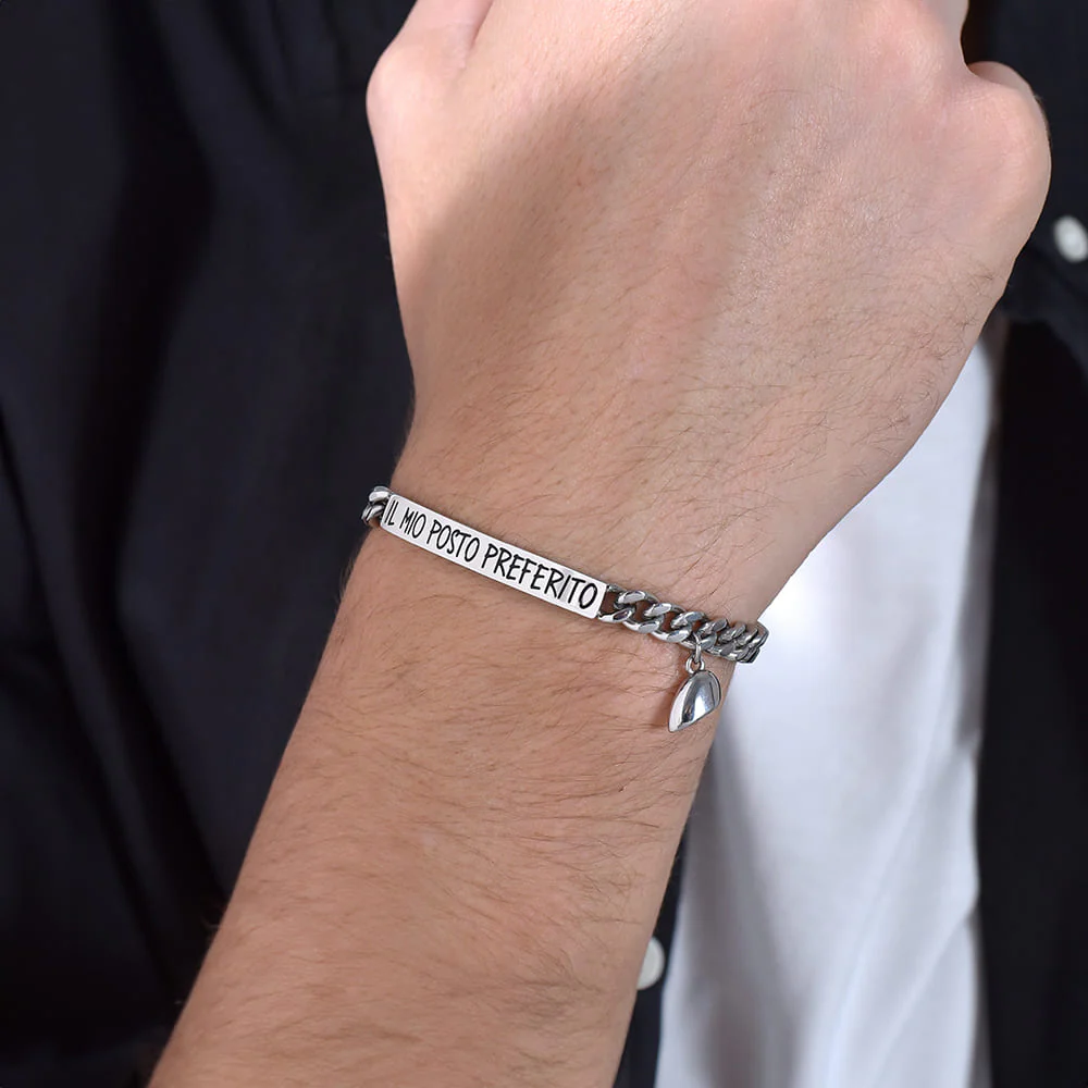 BRACCIALE UOMO IN ACCIAIO CON CUORE CALAMITA - Image 5
