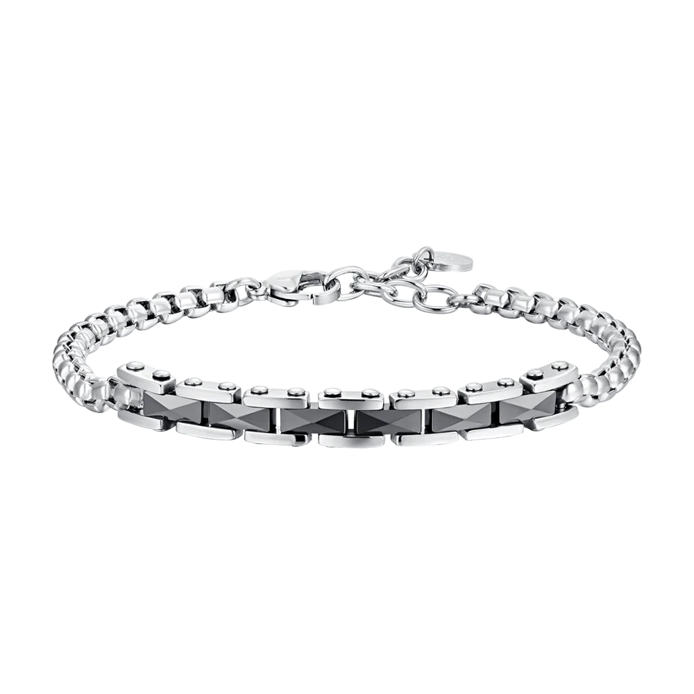 BRACCIALE UOMO IN ACCIAIO CON ELEMENTI CENTRALI