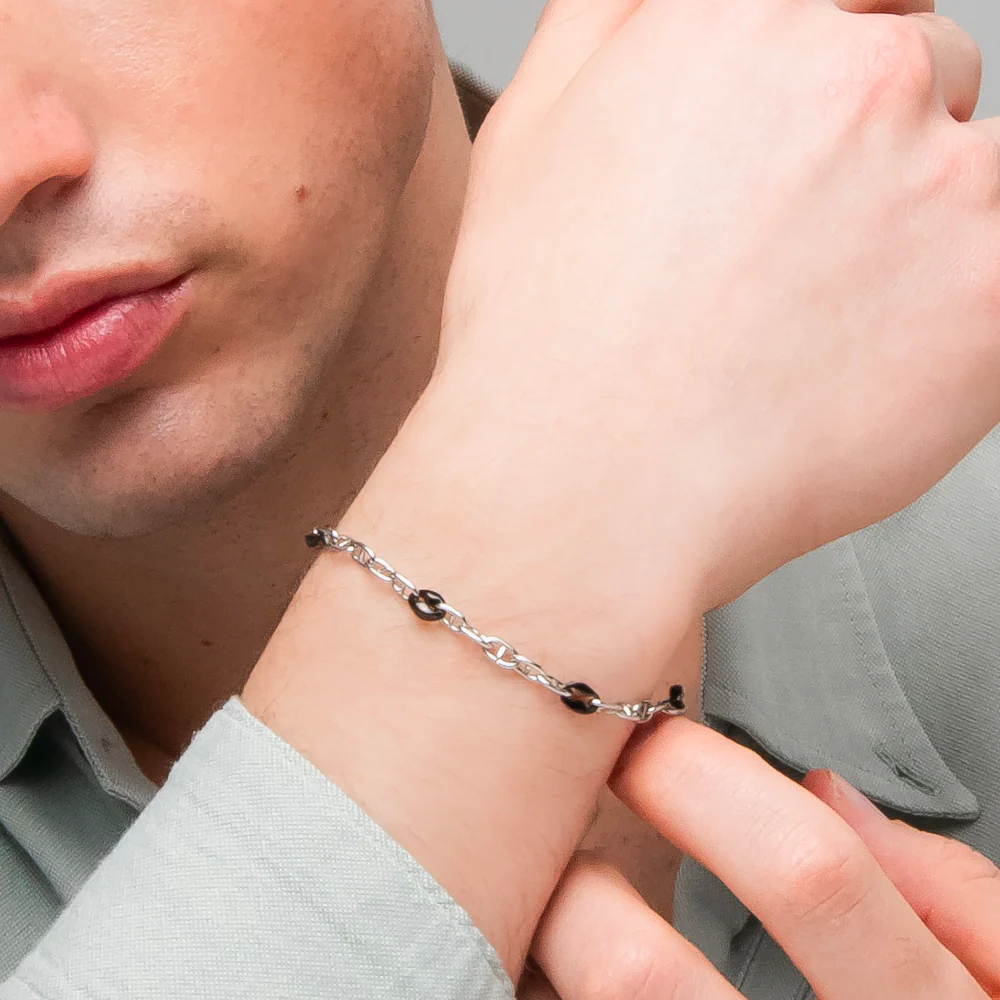 BRACCIALE UOMO IN ACCIAIO CON ELEMENTI IN ACCIAIO IP NERO - Image 2