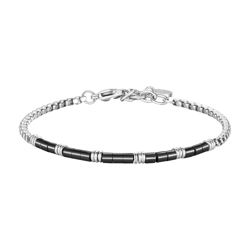 BRACCIALE UOMO IN ACCIAIO CON ELEMENTI IN ACCIAIO IP NERO