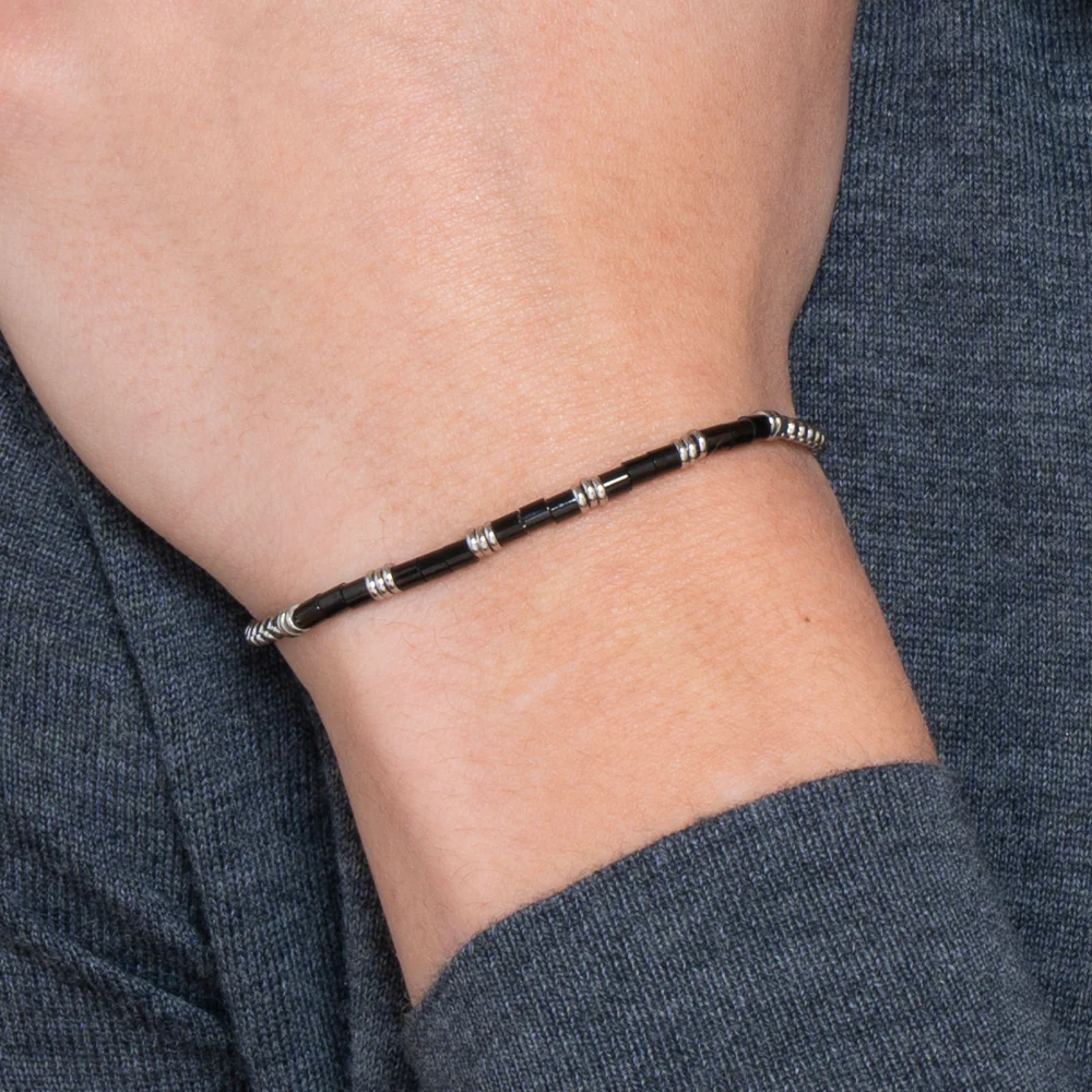 BRACCIALE UOMO IN ACCIAIO CON ELEMENTI IN ACCIAIO IP NERO - Image 2