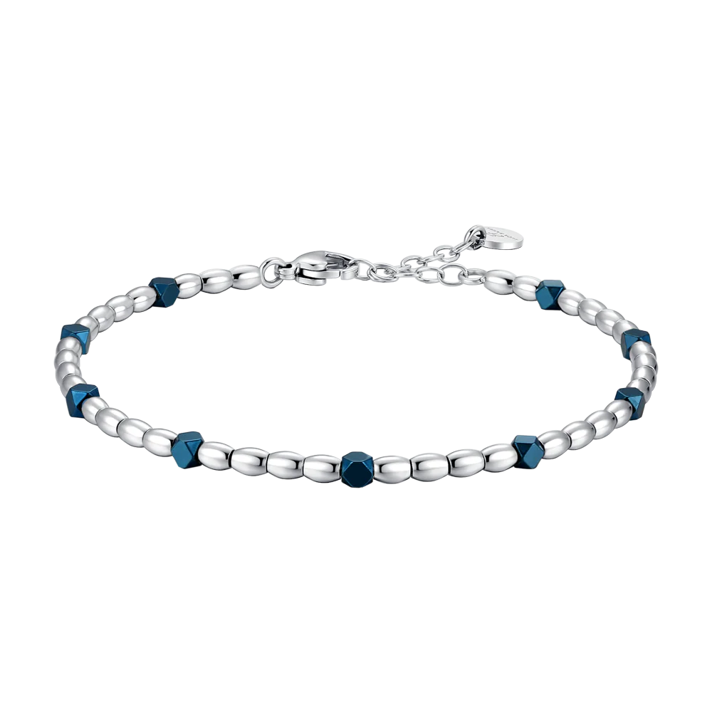 BRACCIALE UOMO IN ACCIAIO CON ELEMENTI IN EMATITE BLU
