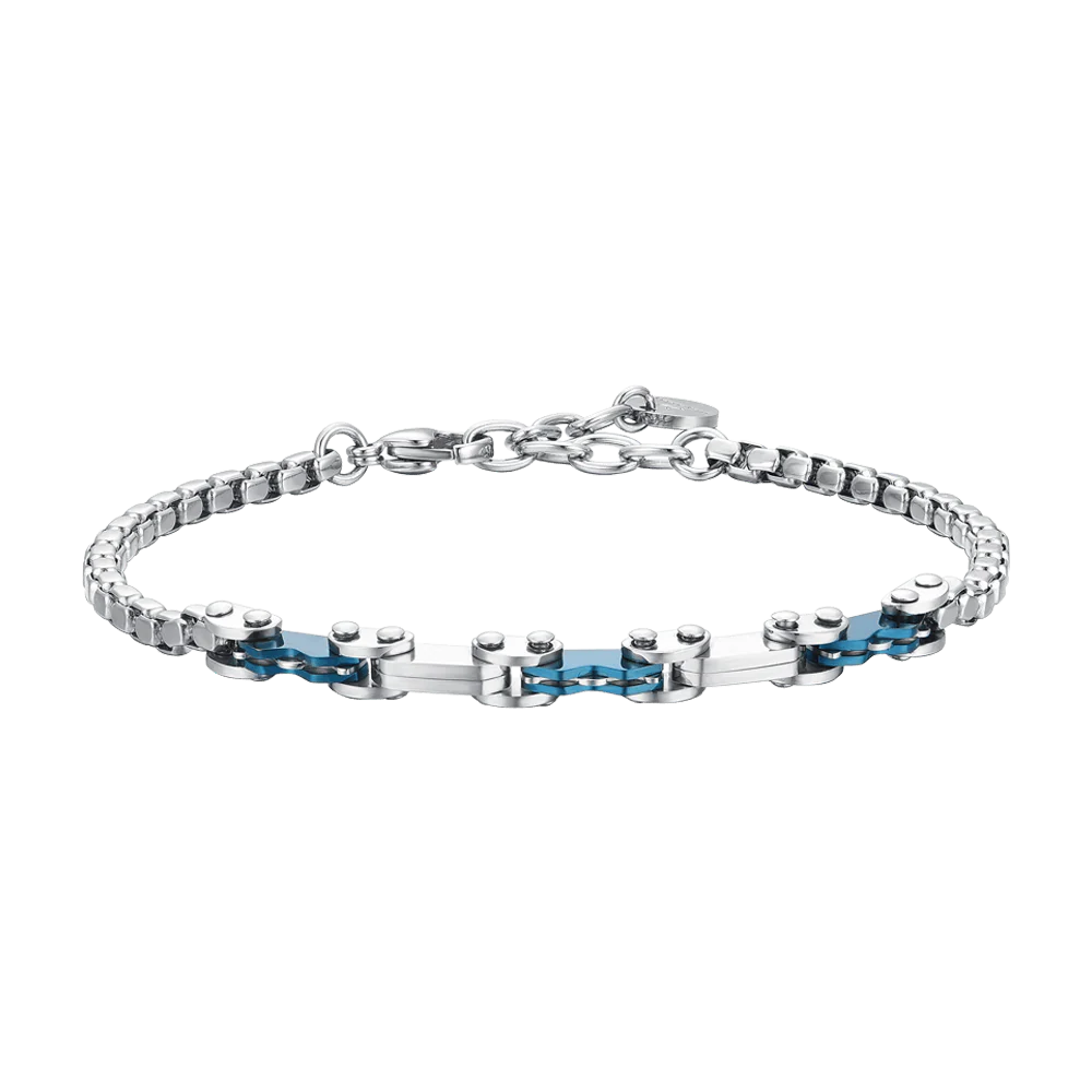 BRACCIALE UOMO IN ACCIAIO CON ELEMENTI IP BLU