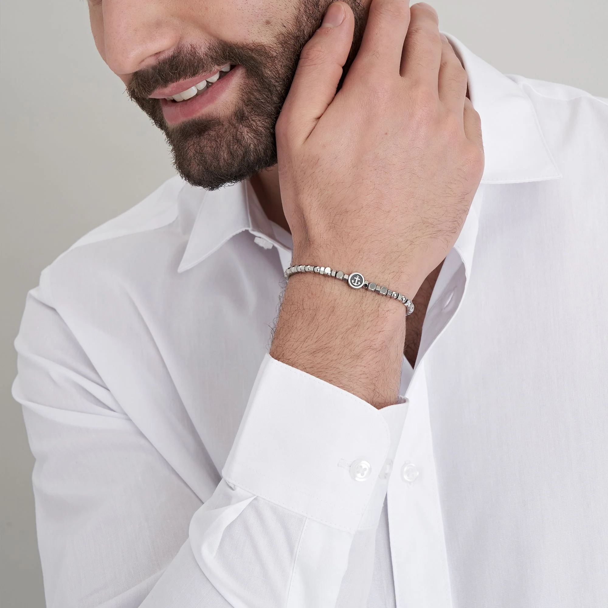 BRACCIALE UOMO IN ACCIAIO CON ELEMENTO ANCORA - Image 3