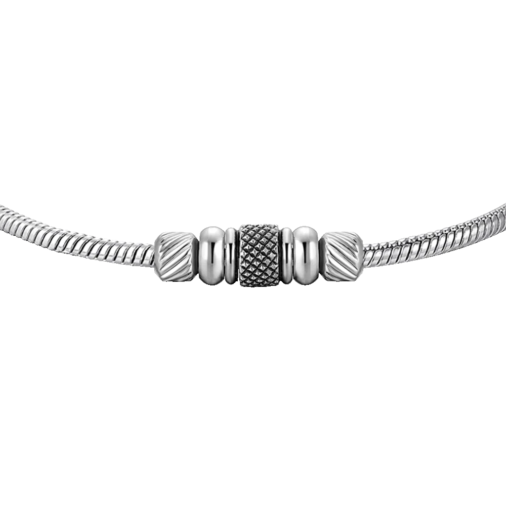 BRACCIALE UOMO IN ACCIAIO CON ELEMENTO CON SMALTO NERO - Image 4