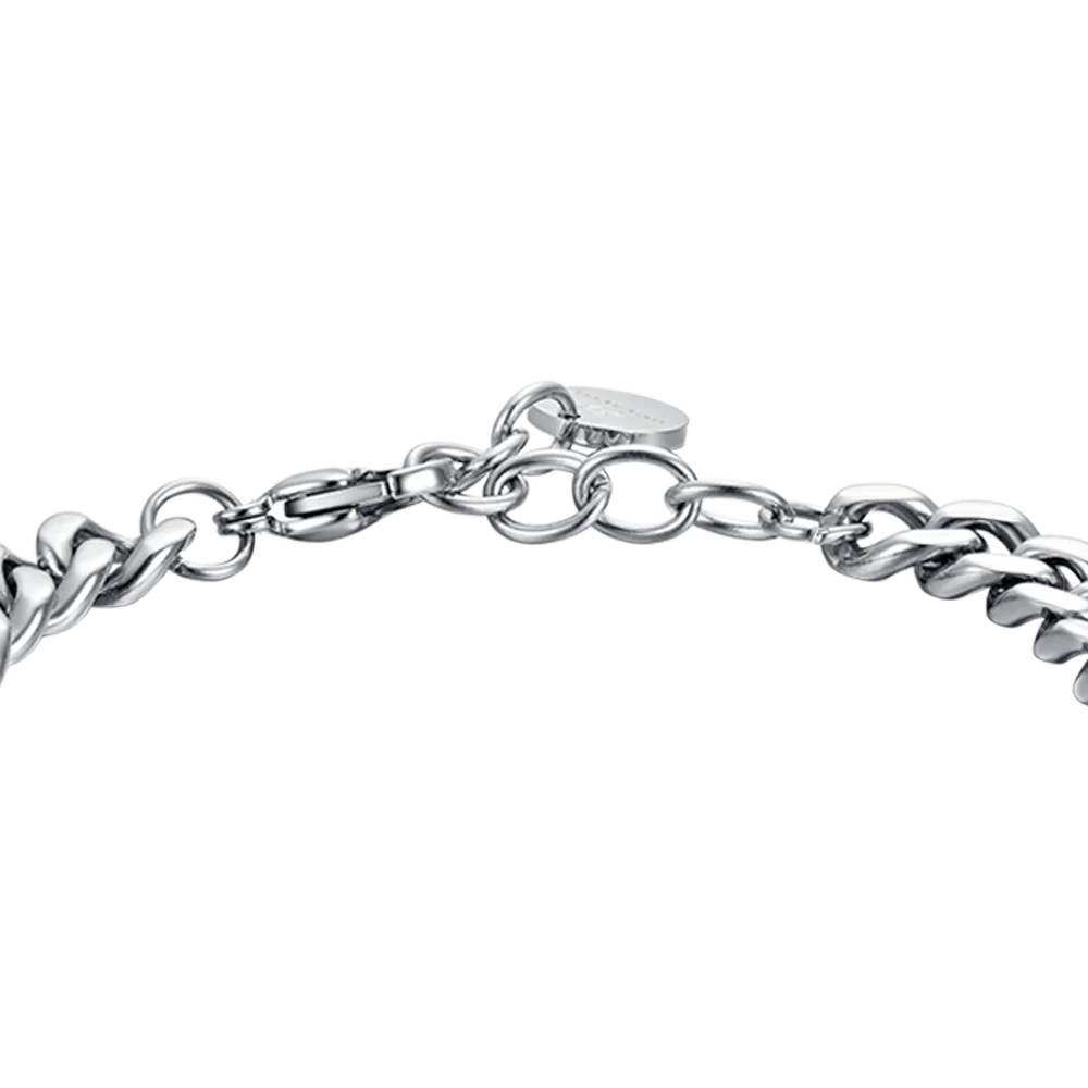 BRACCIALE UOMO IN ACCIAIO CON ELEMENTO IN CUOIO BLU - Image 5