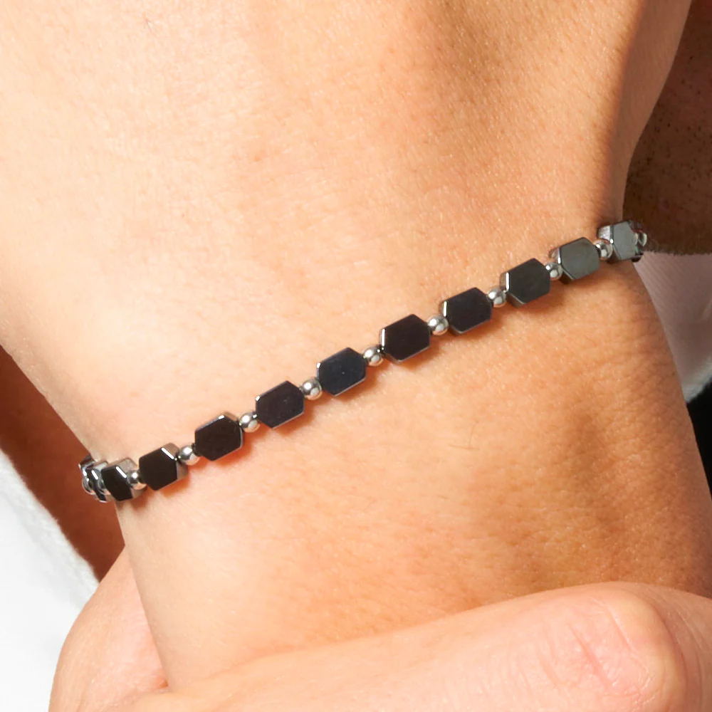 BRACCIALE UOMO IN ACCIAIO CON EMATITE GRIGIA - Image 2