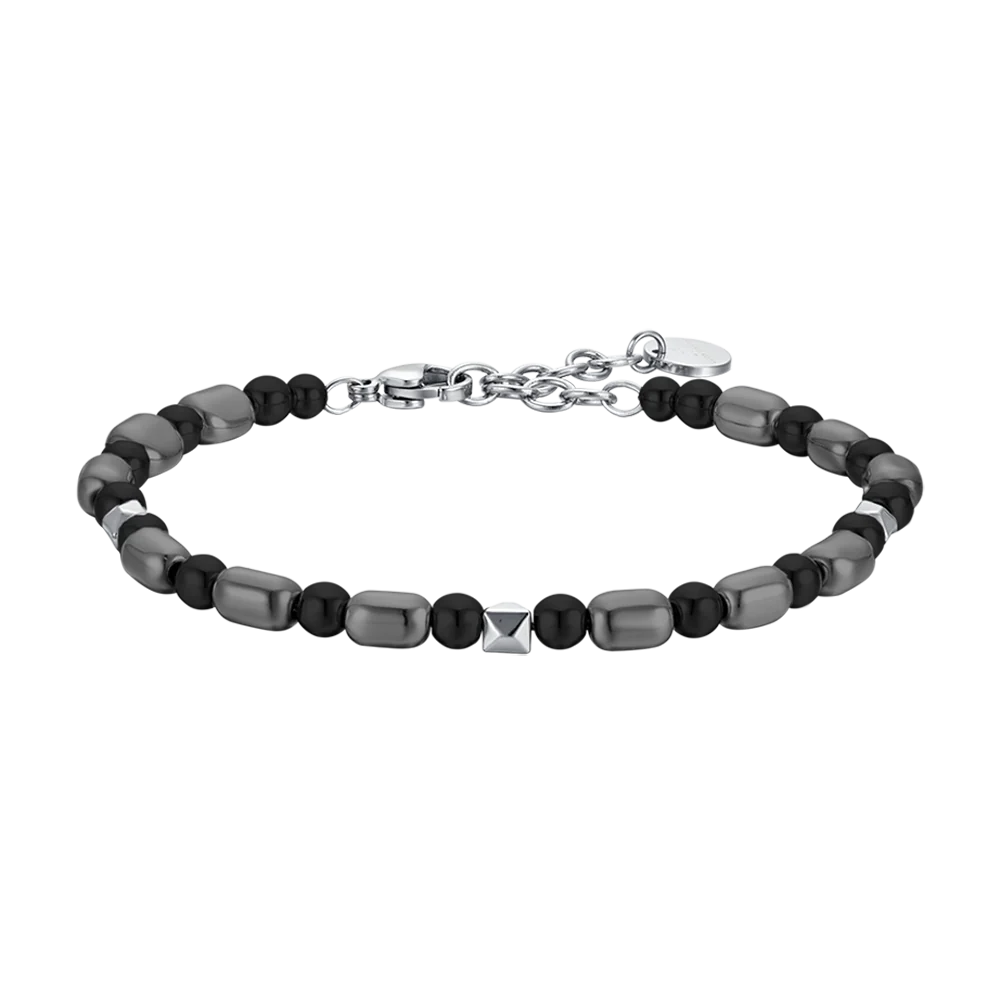 BRACCIALE UOMO IN ACCIAIO CON EMATITE IP GUN E NERA