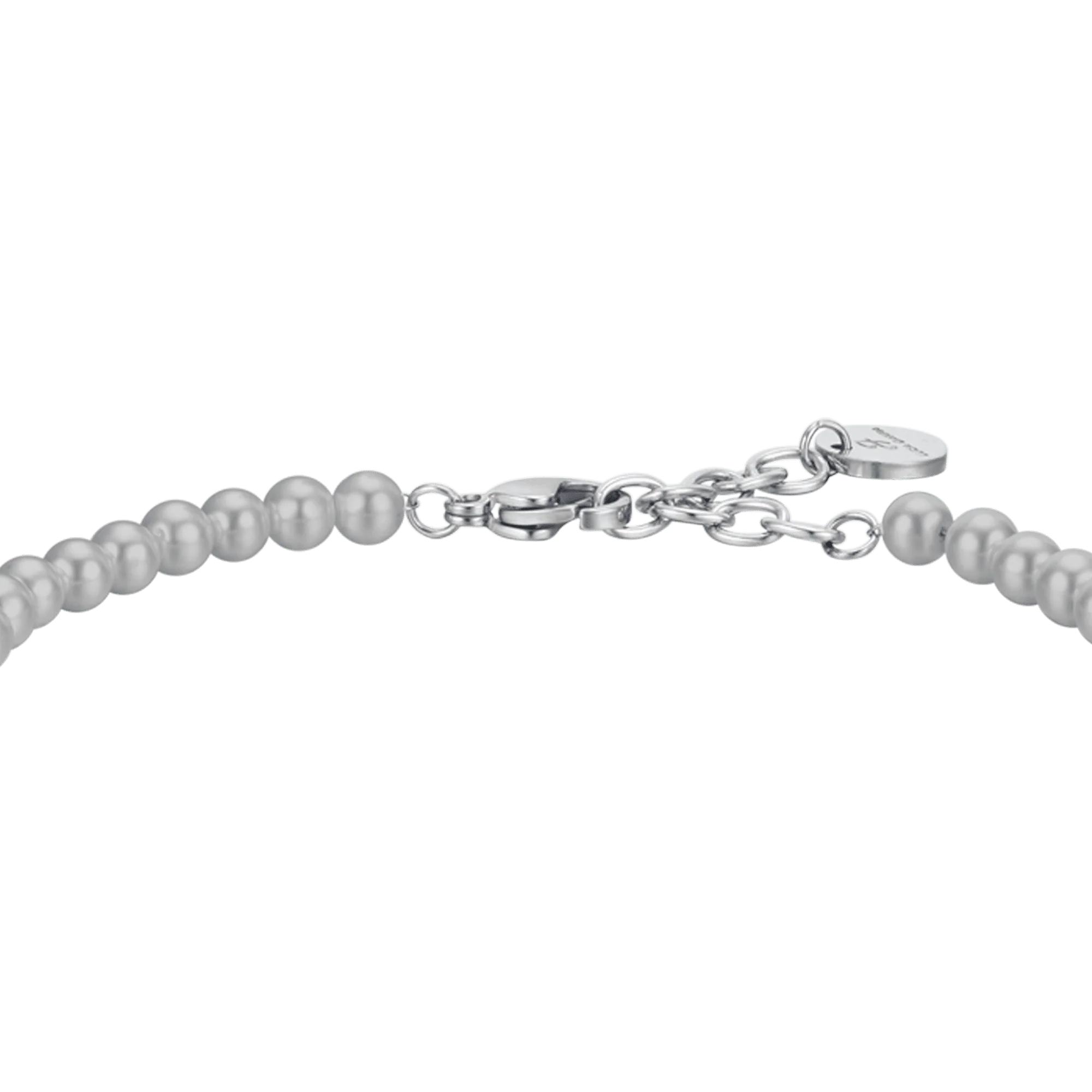 BRACCIALE UOMO IN ACCIAIO CON PERLE SINTETICHE GRIGIE - Image 4