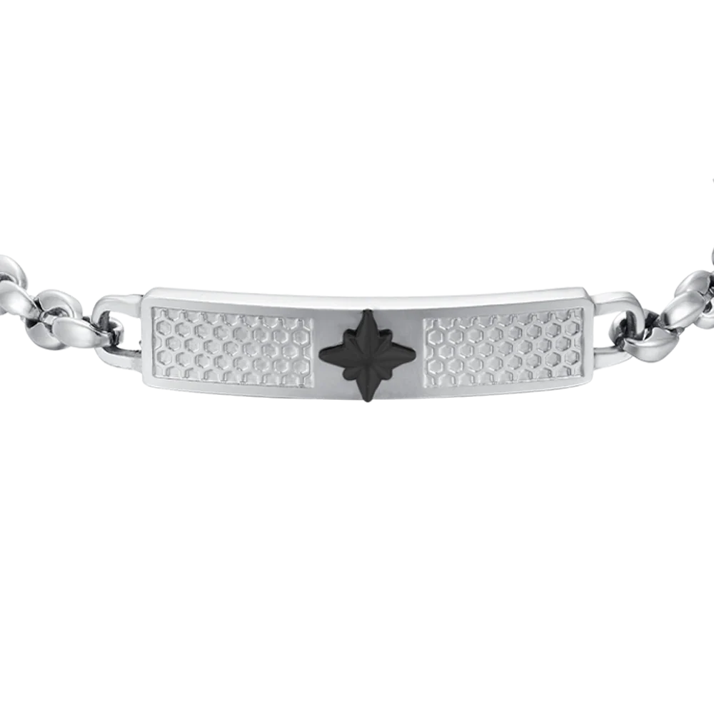 BRACCIALE UOMO IN ACCIAIO CON PIASTRA ROSA DEI VENTI - Image 4