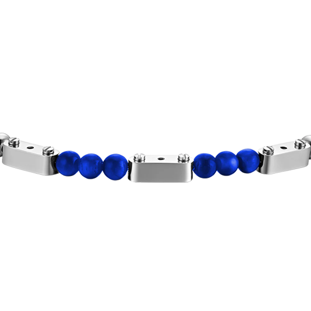 BRACCIALE UOMO IN ACCIAIO CON PIETRE LAPIS - Image 4