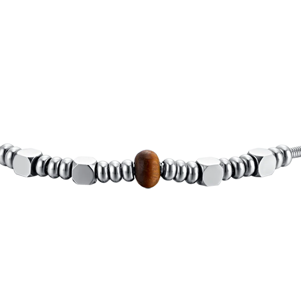 BRACCIALE UOMO IN ACCIAIO CON PIETRE OCCHIO DI TIGRE - Image 4