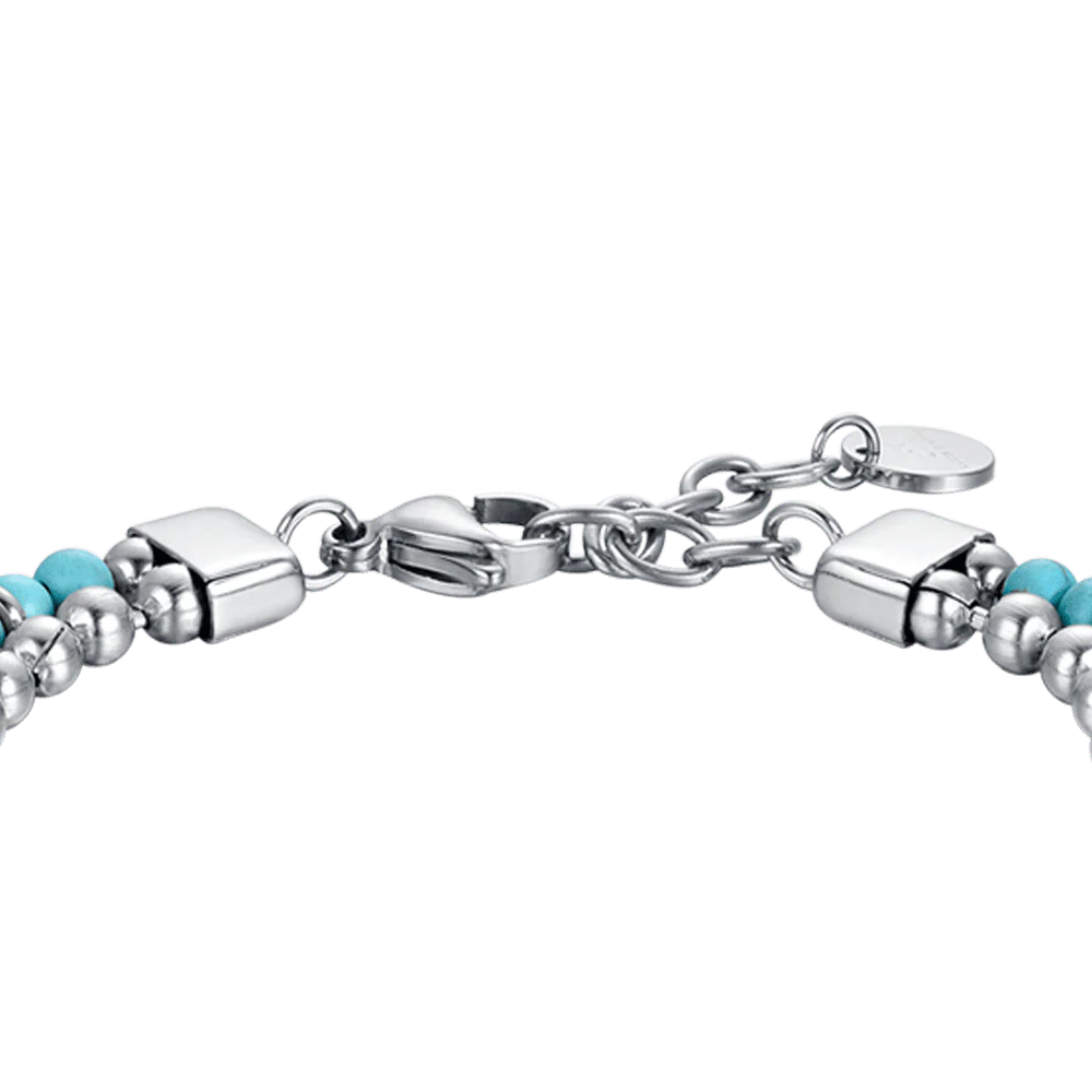 BRACCIALE UOMO IN ACCIAIO CON PIETRE TURCHESI ED ELEMENTI IN ACCIAIO - Image 5