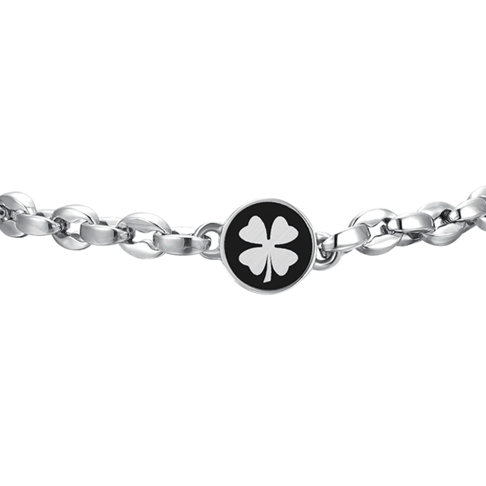 BRACCIALE UOMO IN ACCIAIO CON QUADRIFOGLIO - Image 4