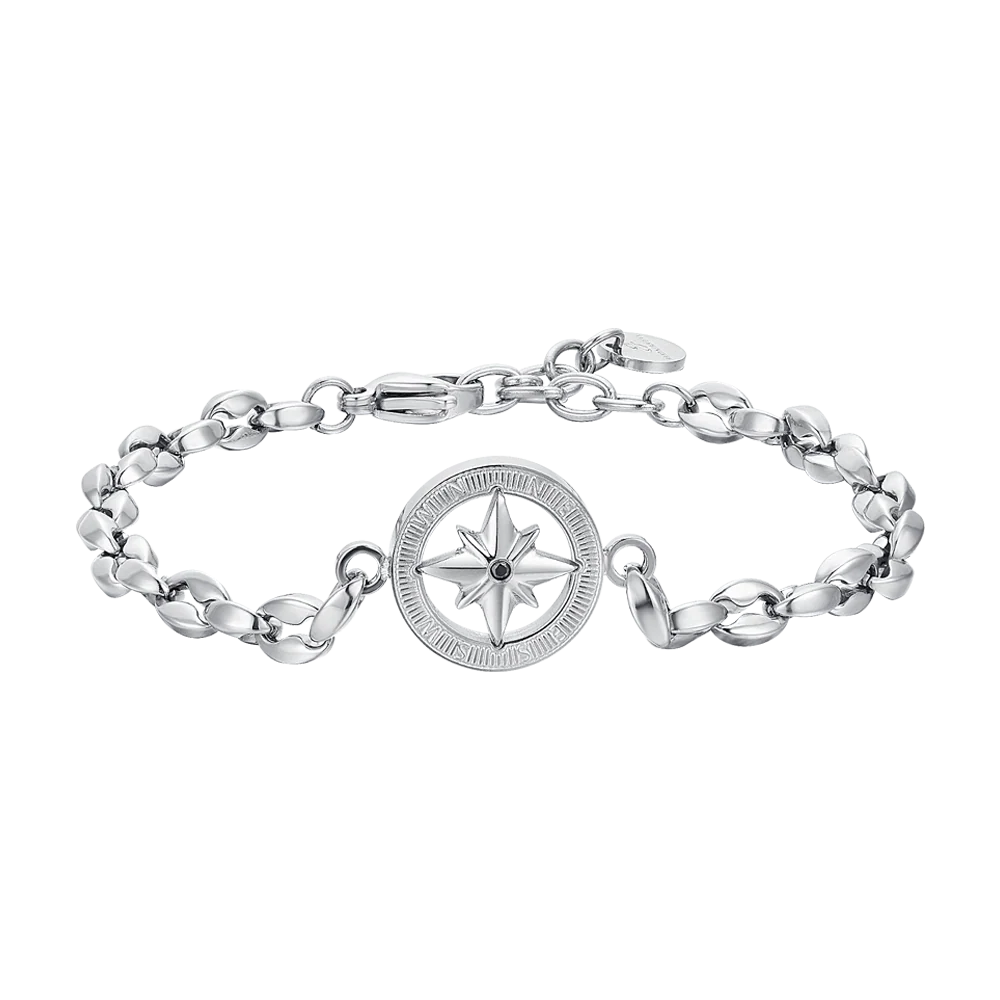 BRACCIALE UOMO IN ACCIAIO CON ROSA DEI VENTI