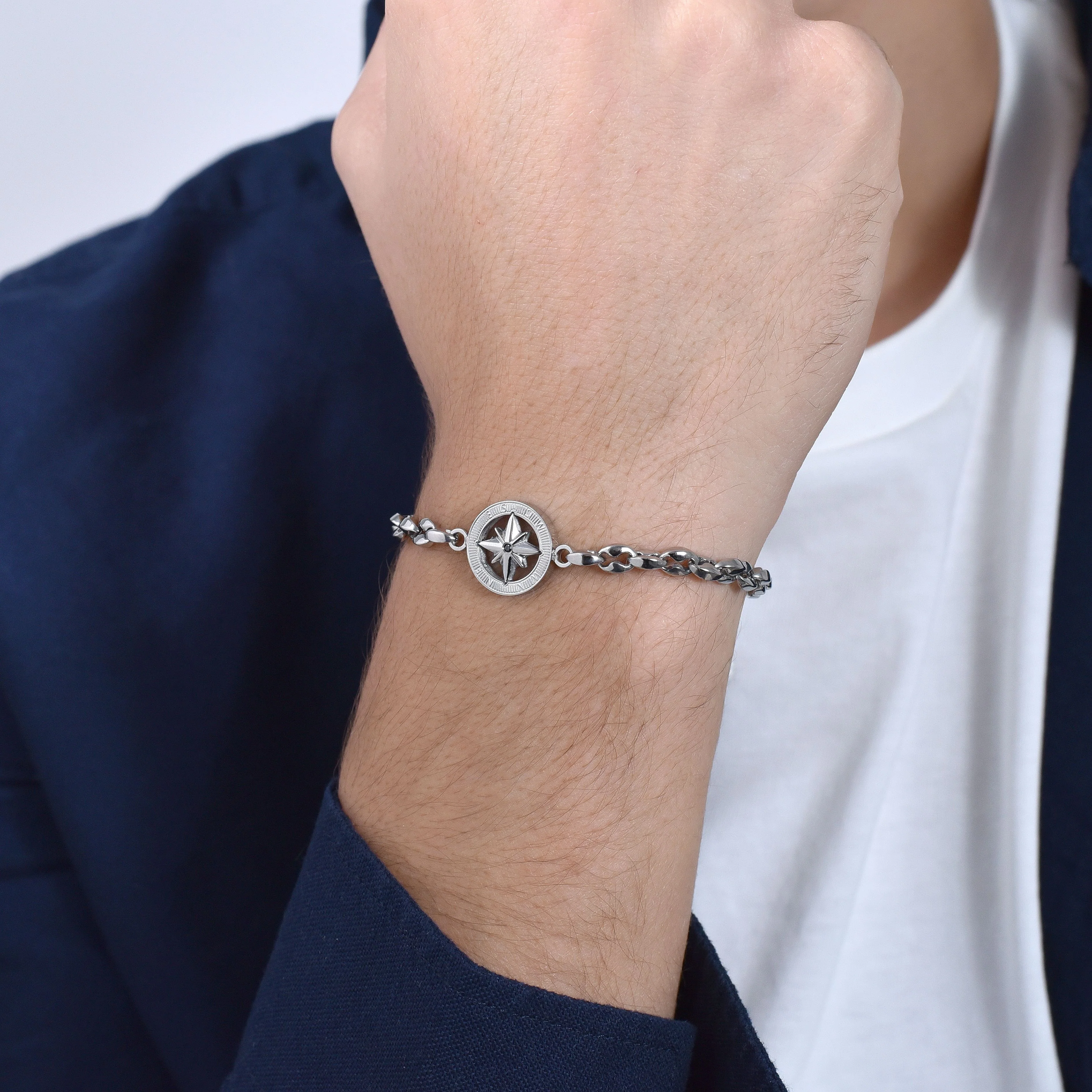 BRACCIALE UOMO IN ACCIAIO CON ROSA DEI VENTI - Image 2