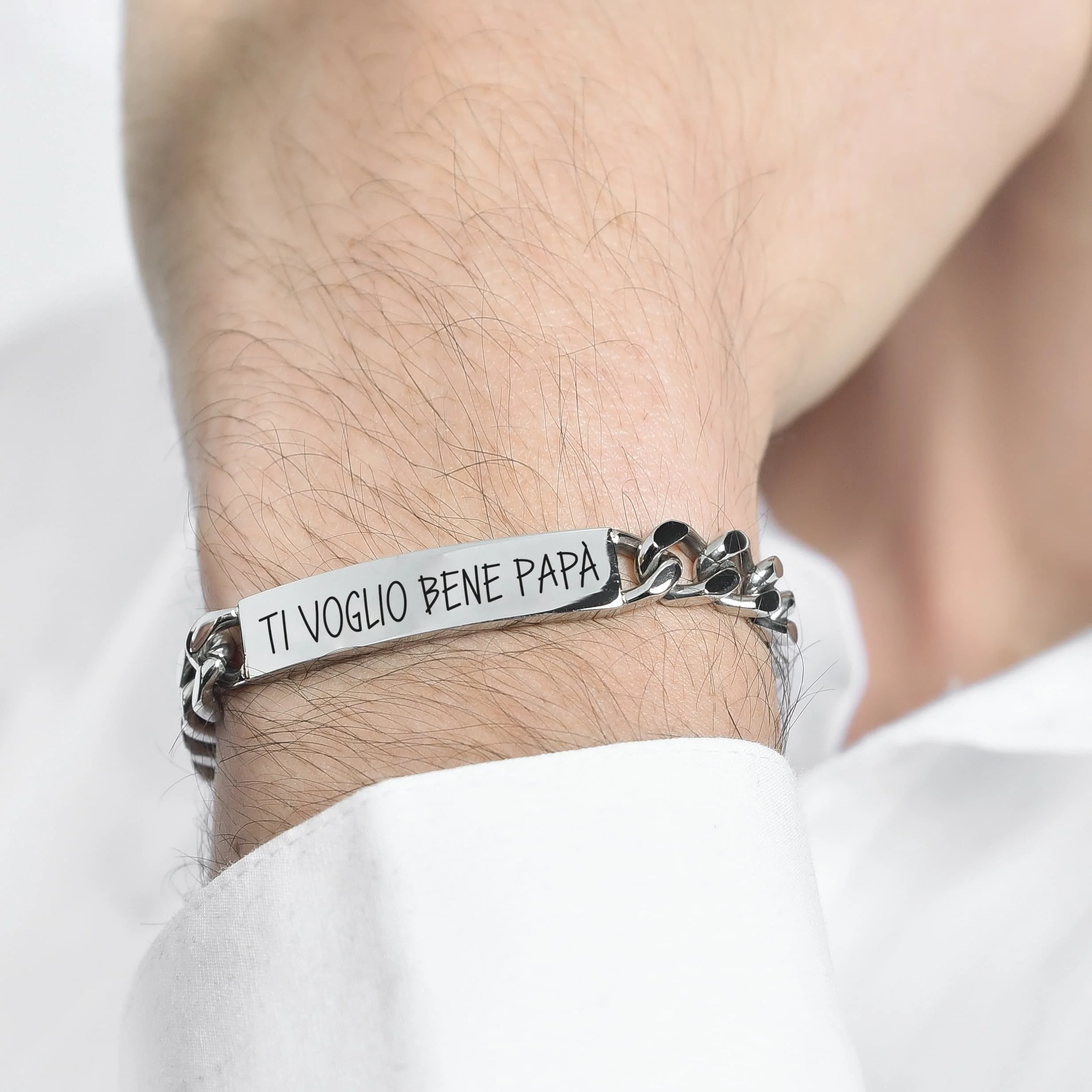 BRACCIALE UOMO IN ACCIAIO TI VOGLIO BENE PAPA' - Image 2