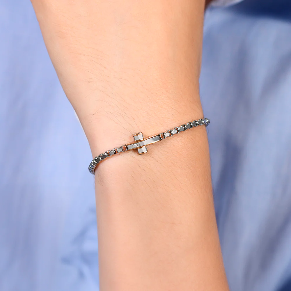 BRACCIALE UOMO IN ACCIAIO CROCE E ACCIAIO IP ROSE GOLD - Image 2